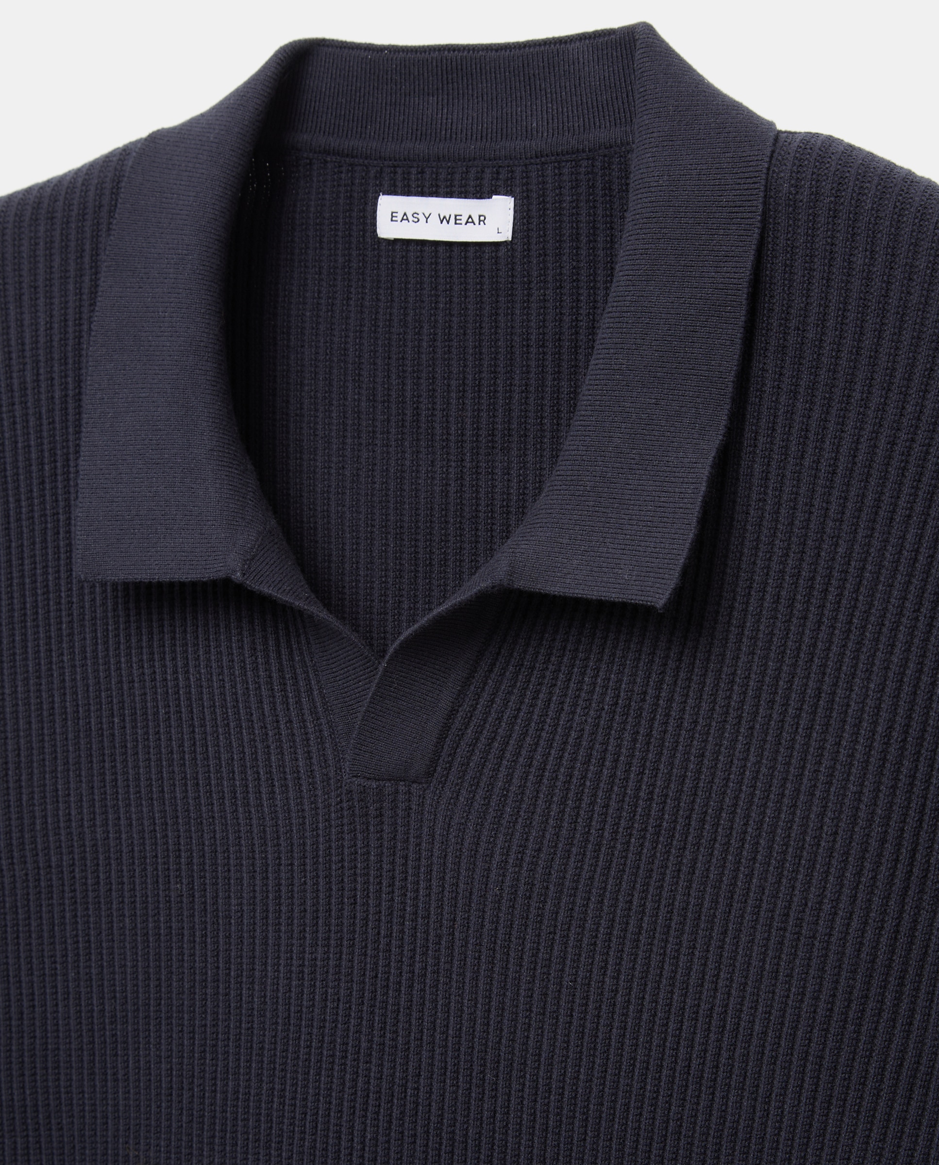 Jersey de canalé de cuello polo de hombre - Easy Wear - Azul marino Azul marino-5