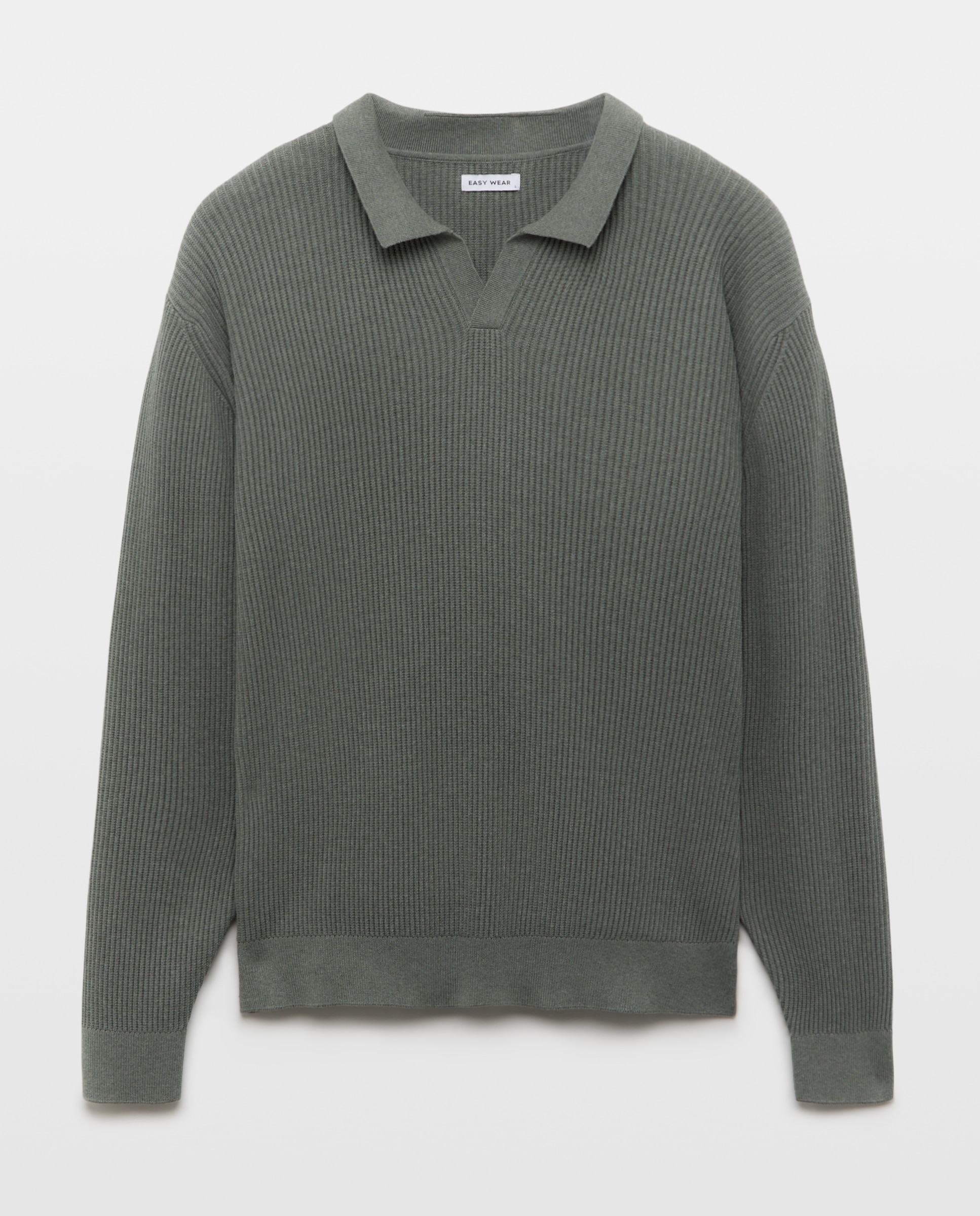 Jersey de canalé de cuello polo de hombre - Easy Wear - Verde Verde-4