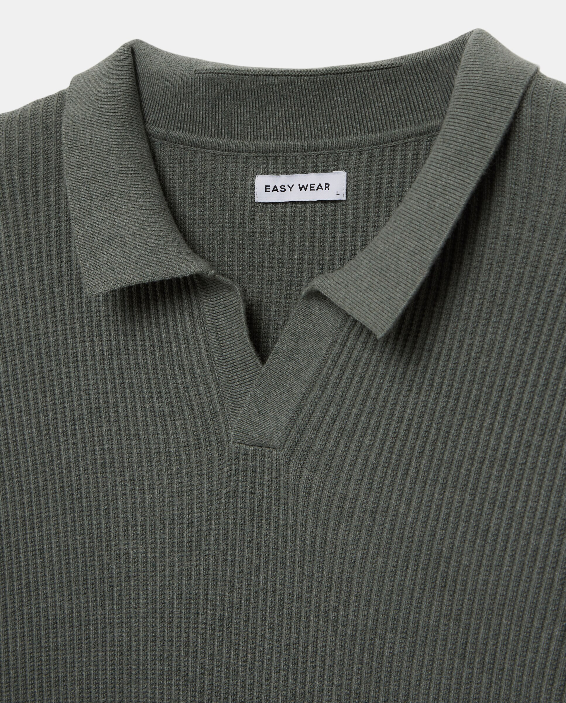 Jersey de canalé de cuello polo de hombre - Easy Wear - Verde Verde-5