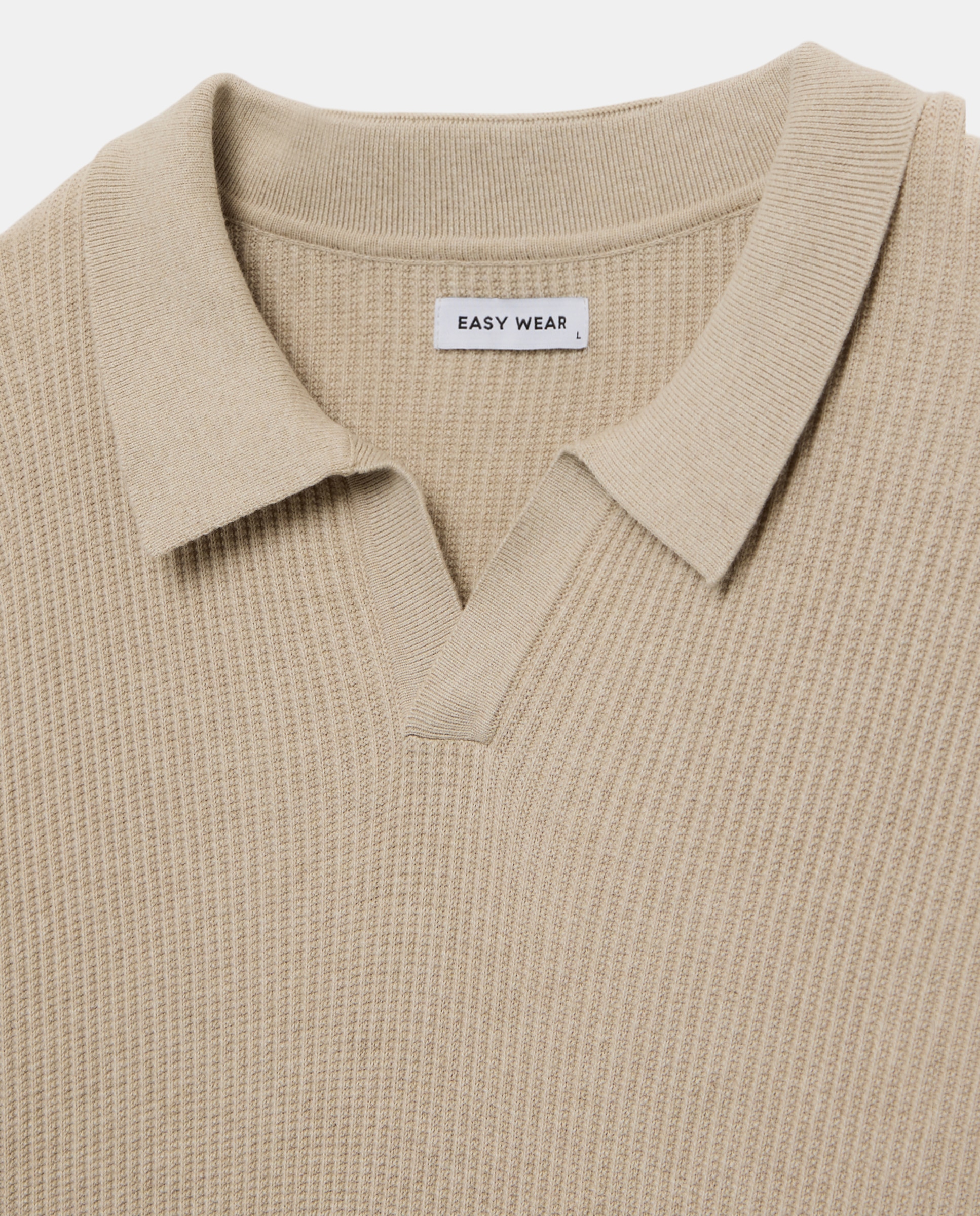 Camisola de Malha Canelada com Colarinho de Polo 850 Pedra-5