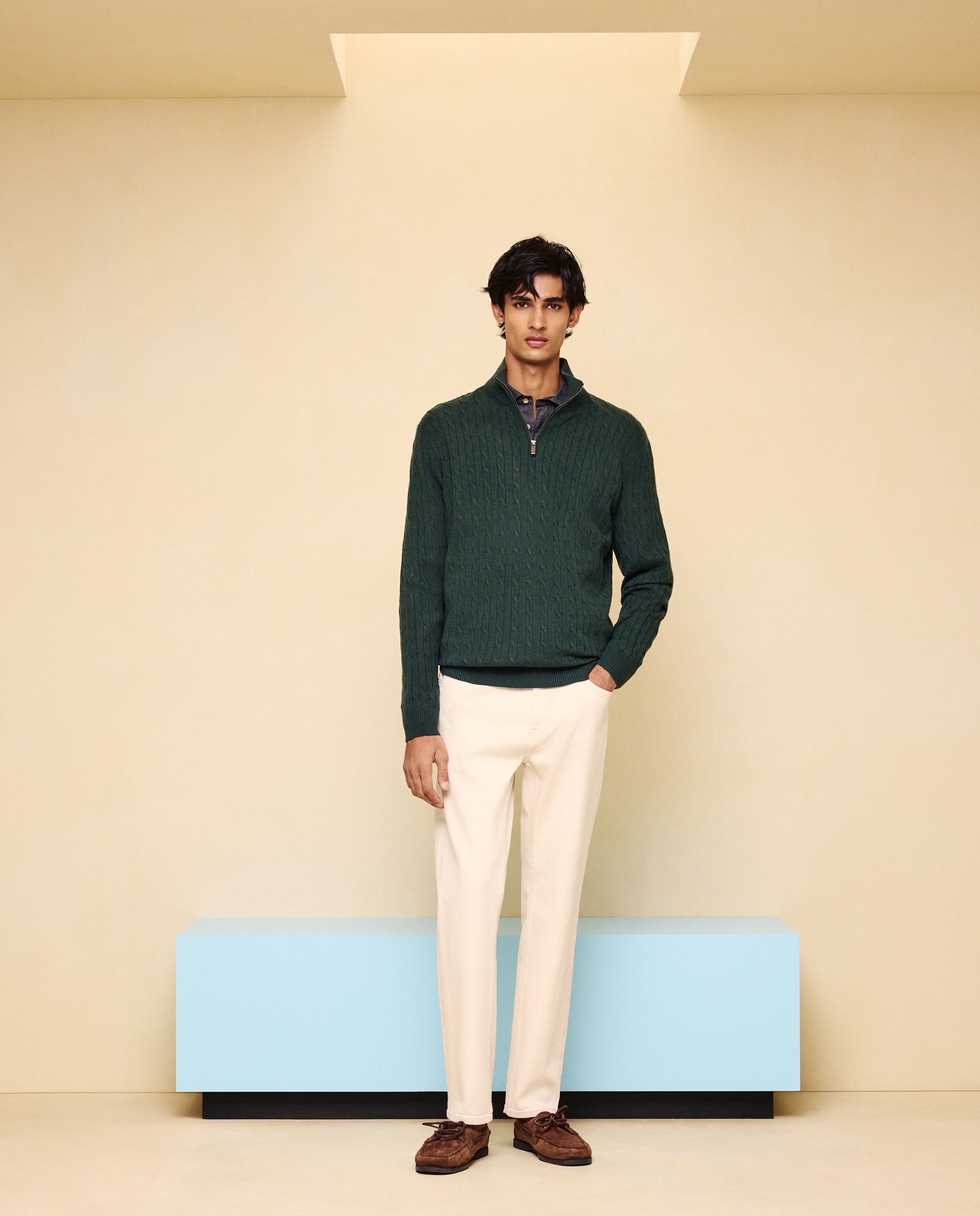 Jersey cuello cremallera de hombre - Easy Wear - Verde Verde-2