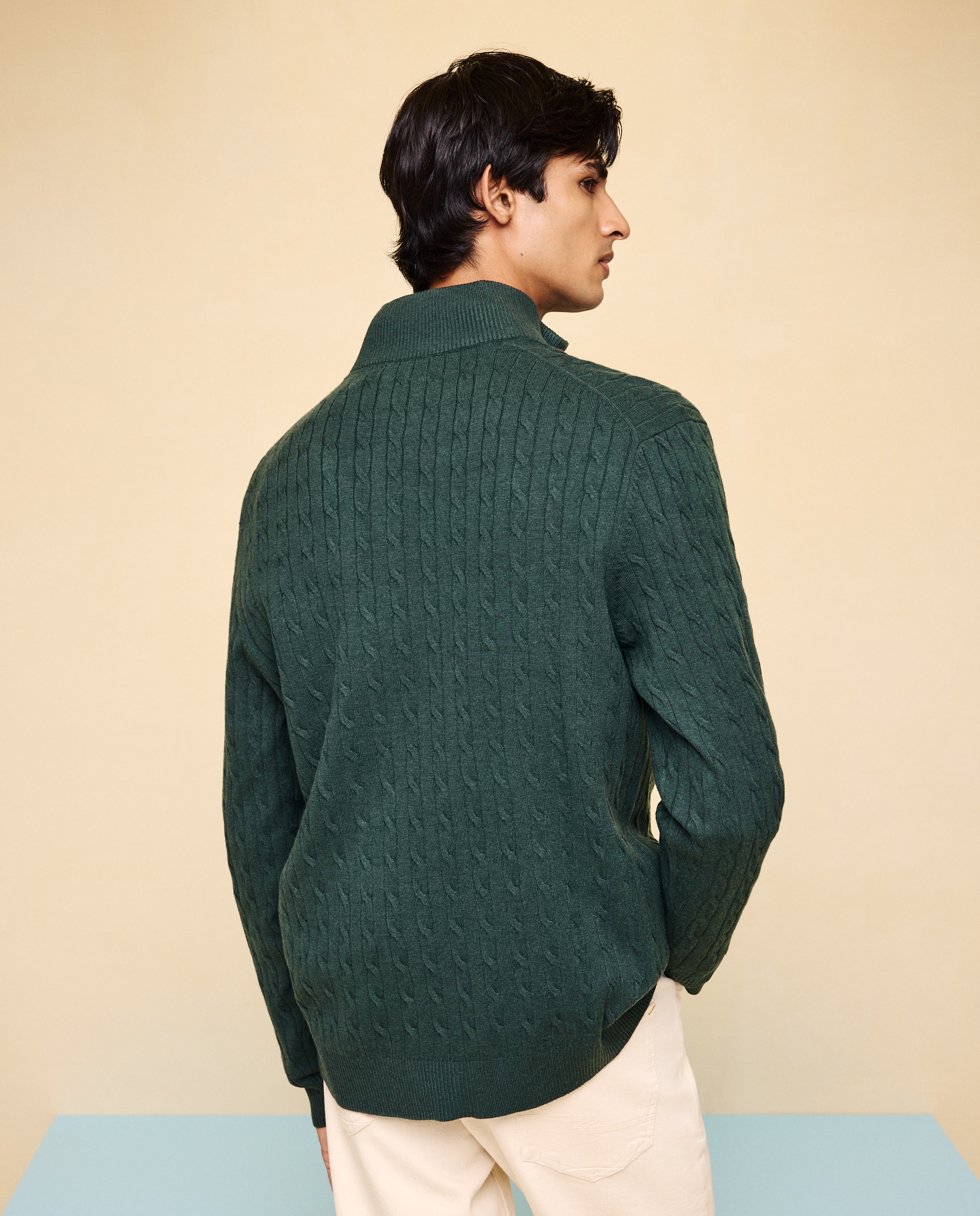 Jersey cuello cremallera de hombre - Easy Wear - Verde Verde-3