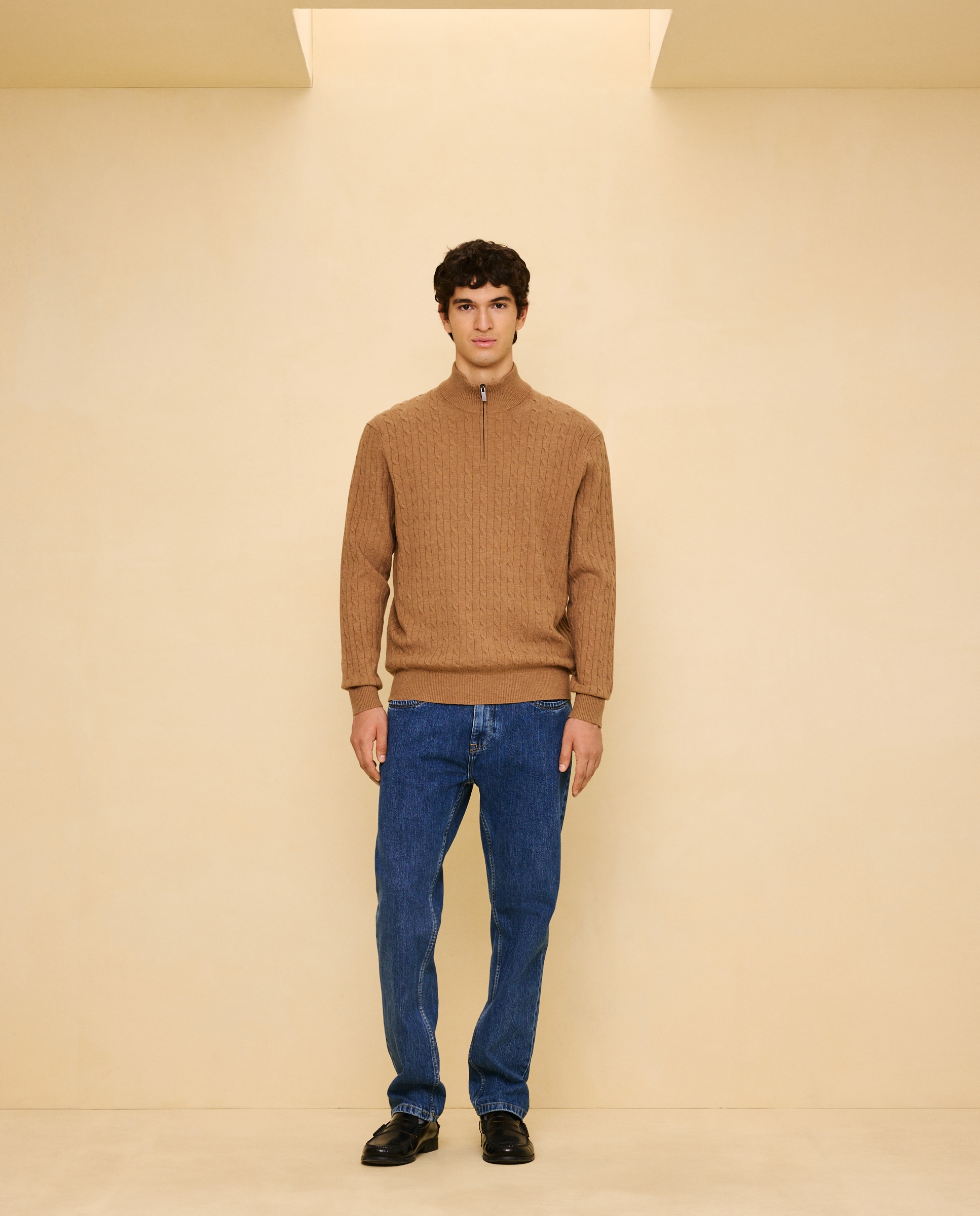 Imagen 0 de Jersey cuello cremallera de hombre 730 Camel