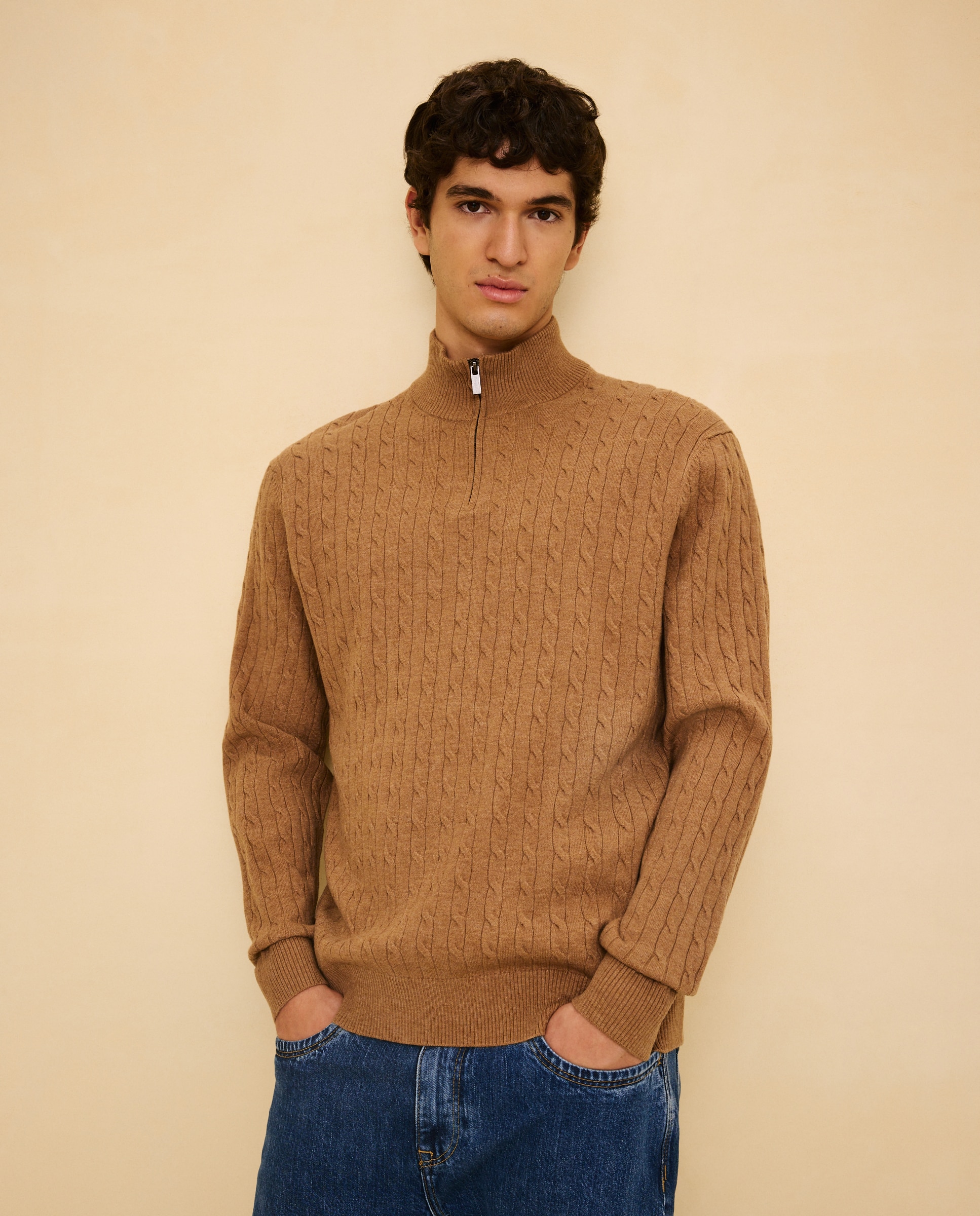 Jersey cuello cremallera de hombre - Easy Wear - 730 Camel 730 Camel-2