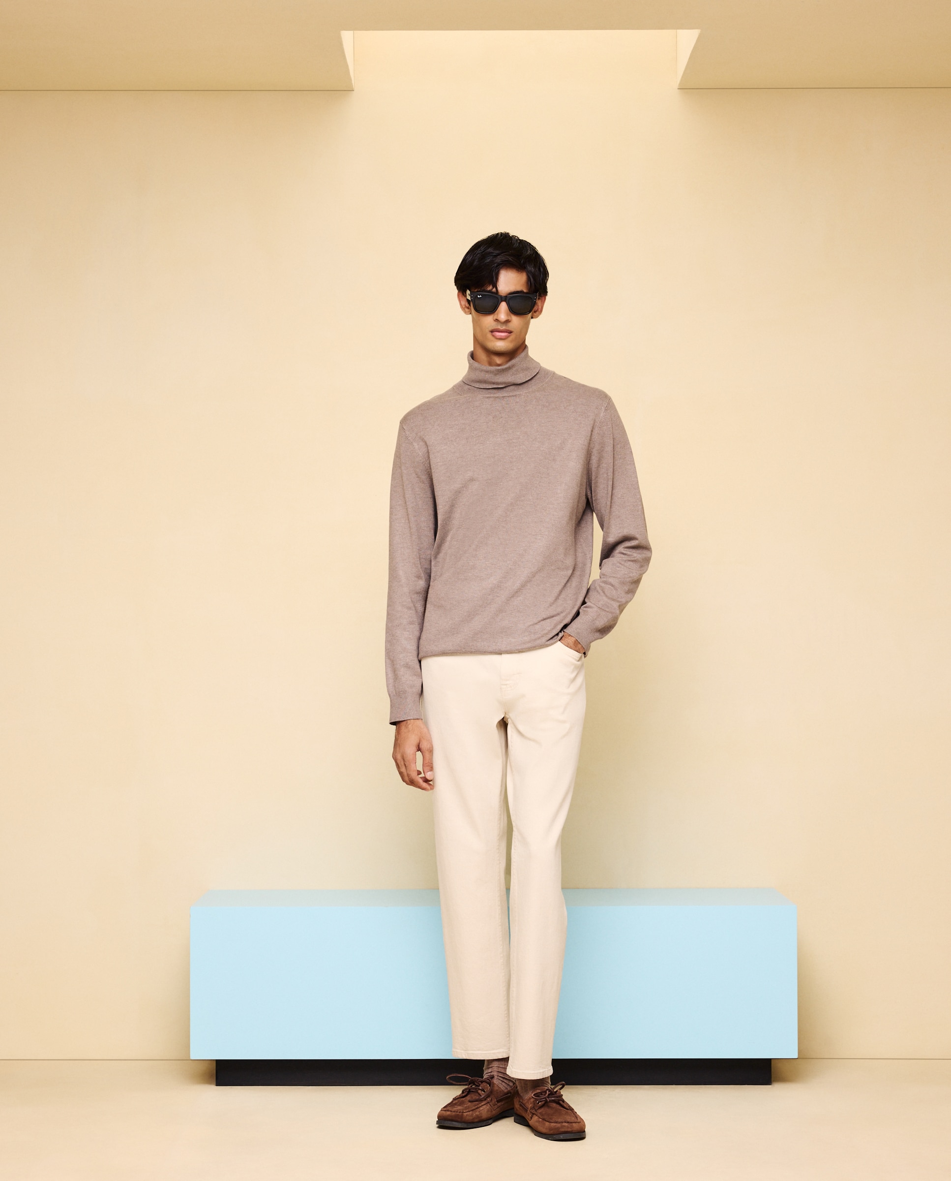 Jersey cuello vuelto de hombre - Easy Wear - Tostado Tostado-1