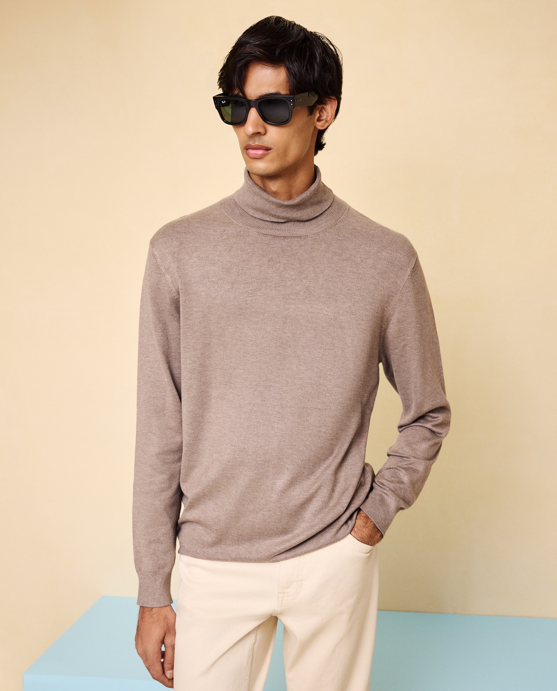 Jersey cuello vuelto de hombre - Easy Wear - Tostado Tostado-2