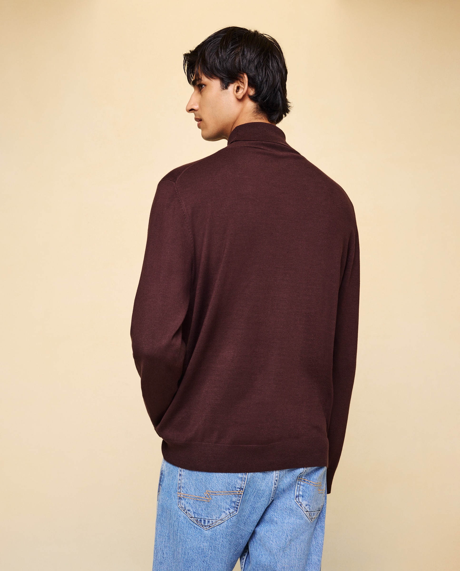 Jersey cuello vuelto de hombre - Easy Wear - Marrón Marrón-2