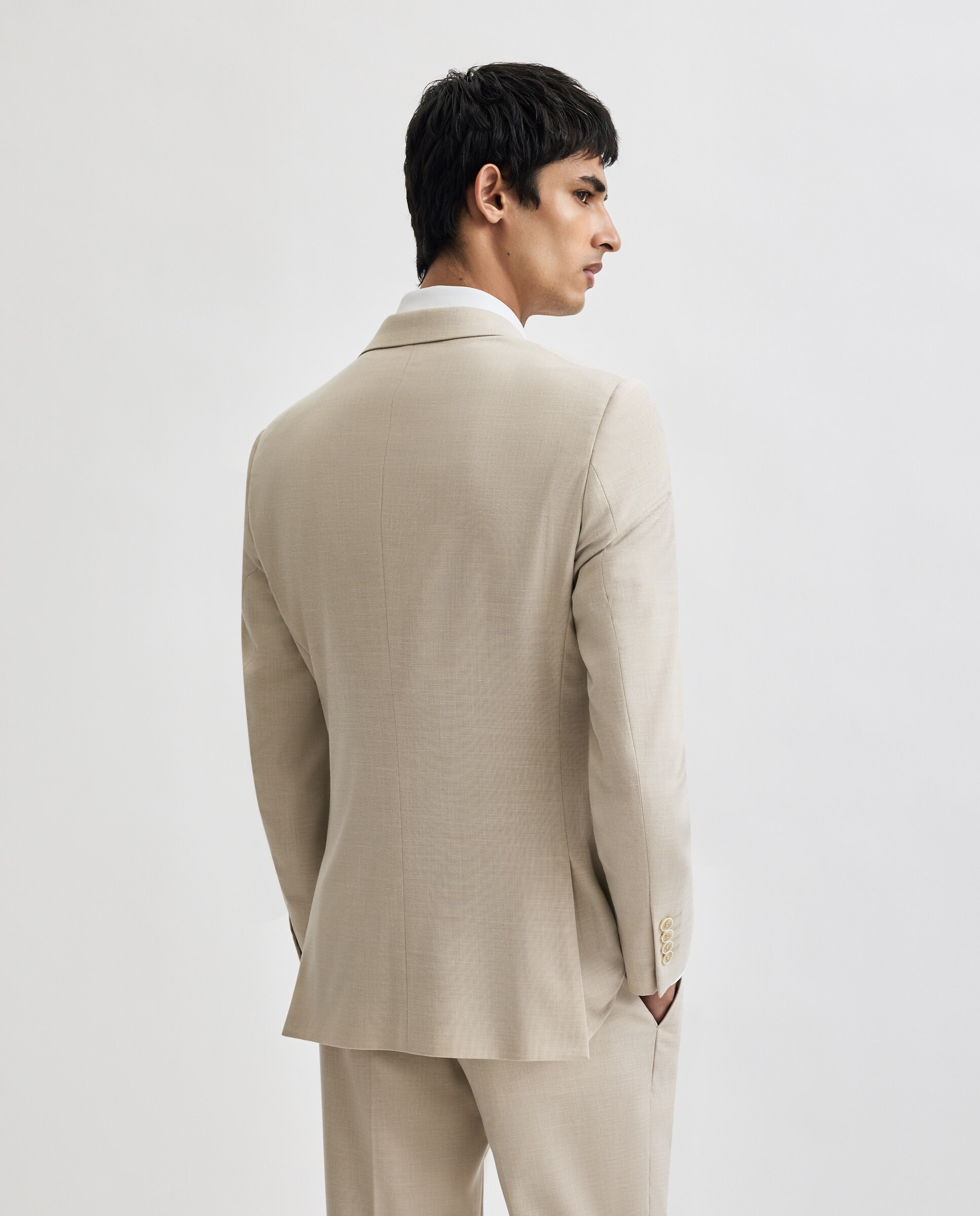 Chaqueta de traje para hombrefil a fil - Easy Wear - Beige Beige-2