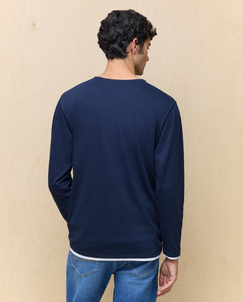 Camisola de Manga Comprida Azul-marinho-3