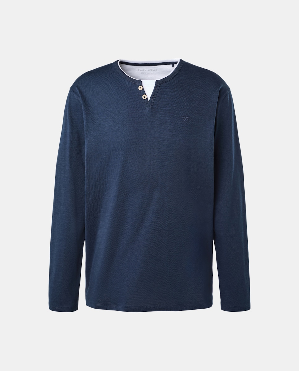 Camisola de Manga Comprida Azul-marinho-4