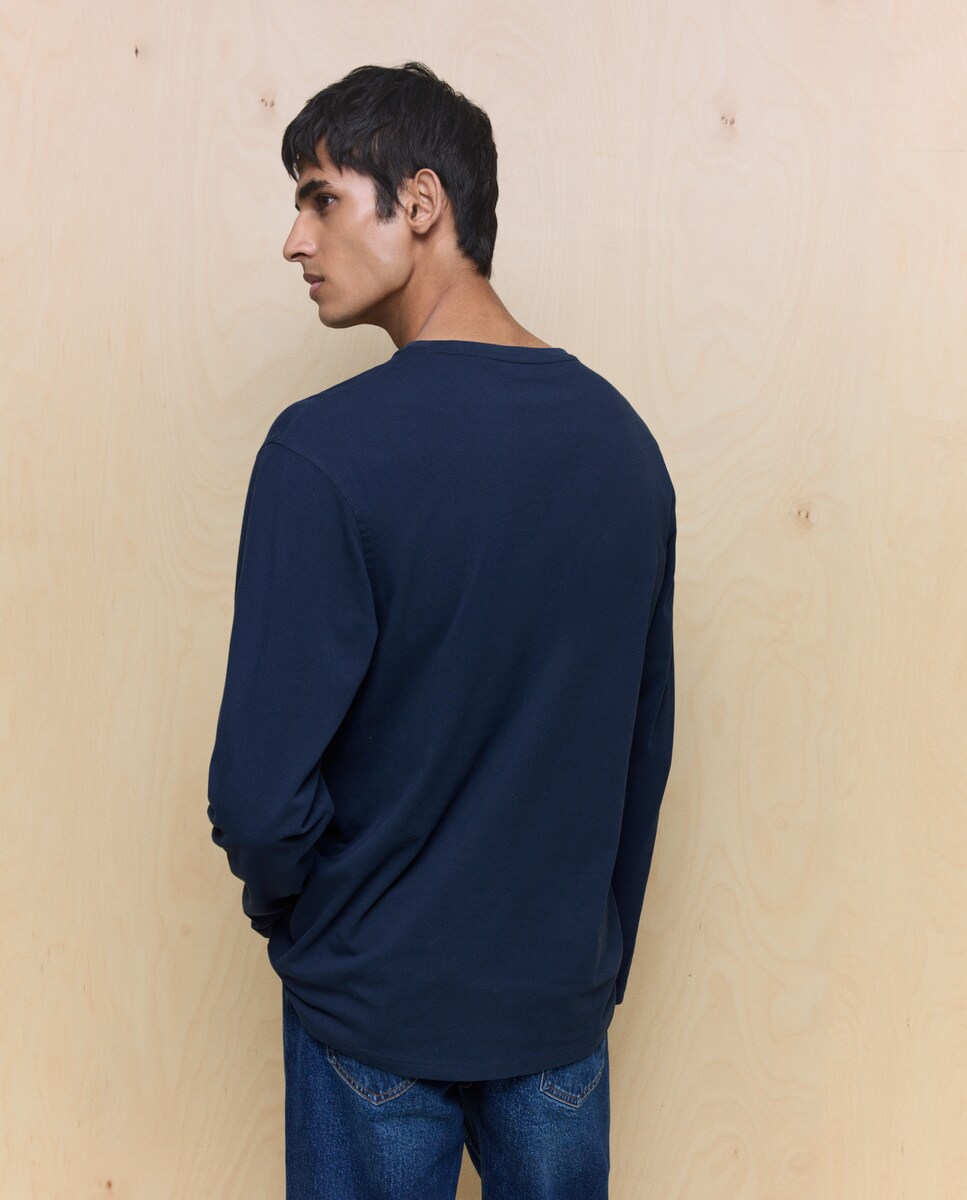 Camisola de Manga Comprida Azul-marinho-4