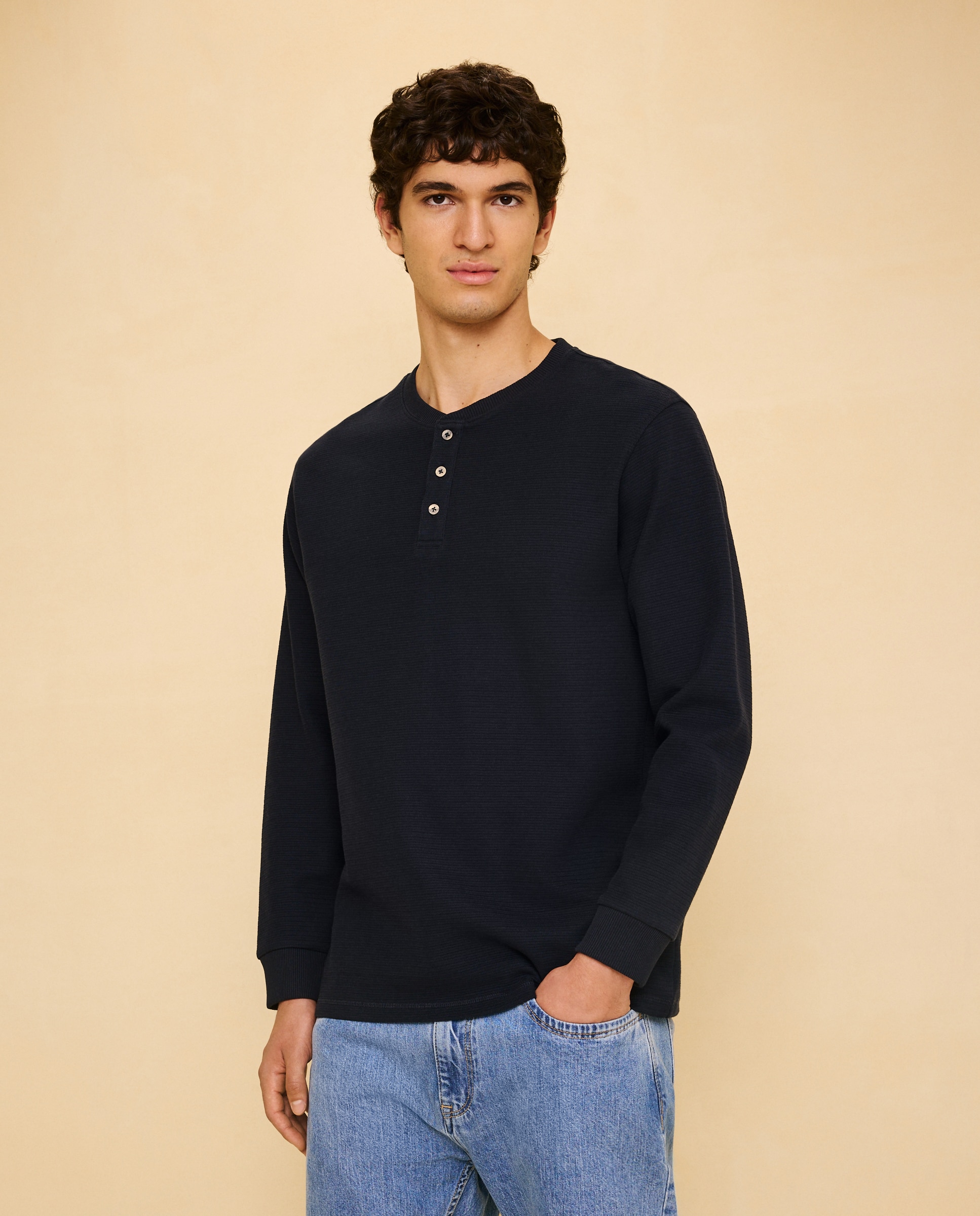 Camiseta panadera de manga larga de hombre - Easy Wear - Azul marino Azul marino-1