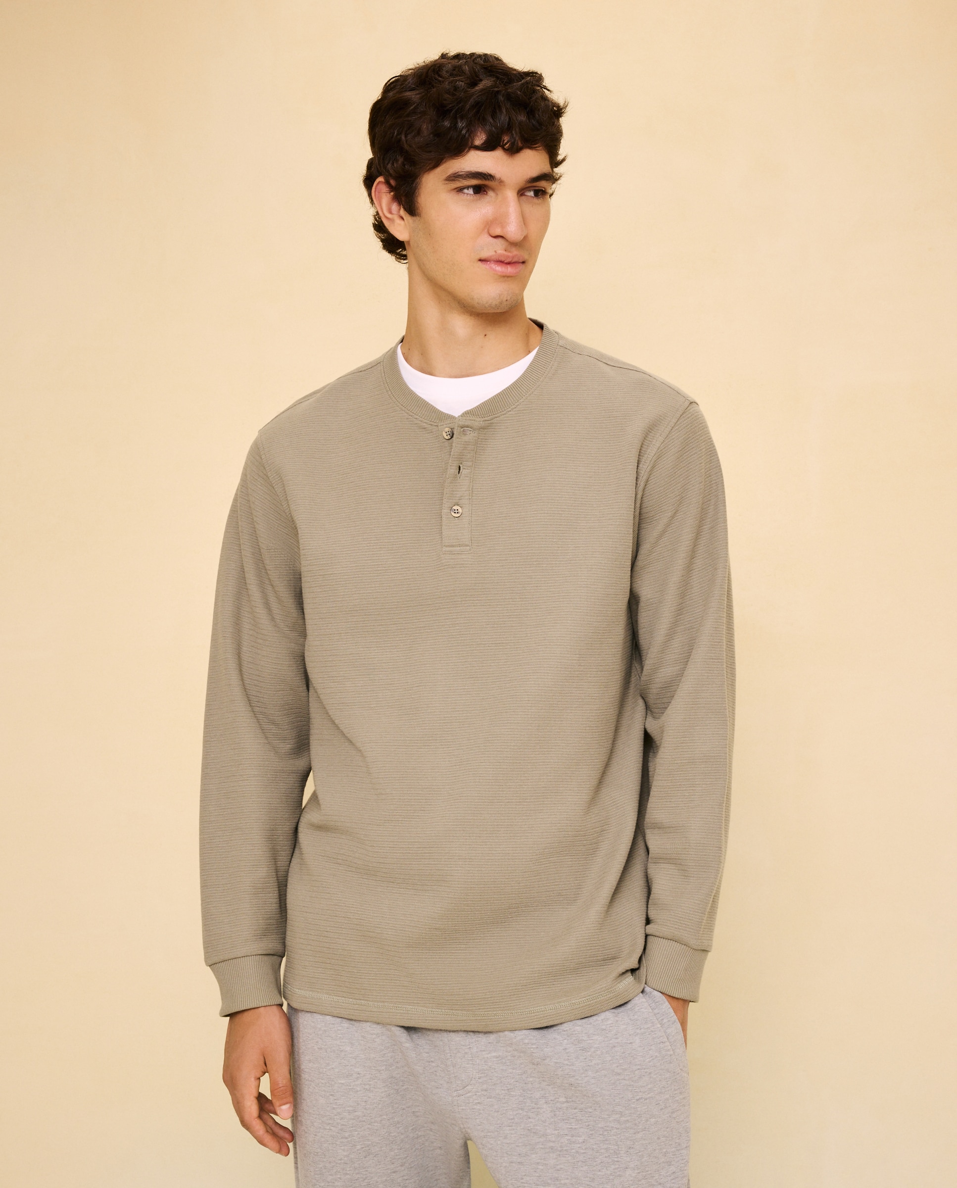 Camiseta panadera de manga larga de hombre - Easy Wear - 520 Kaki 520 Kaki-1