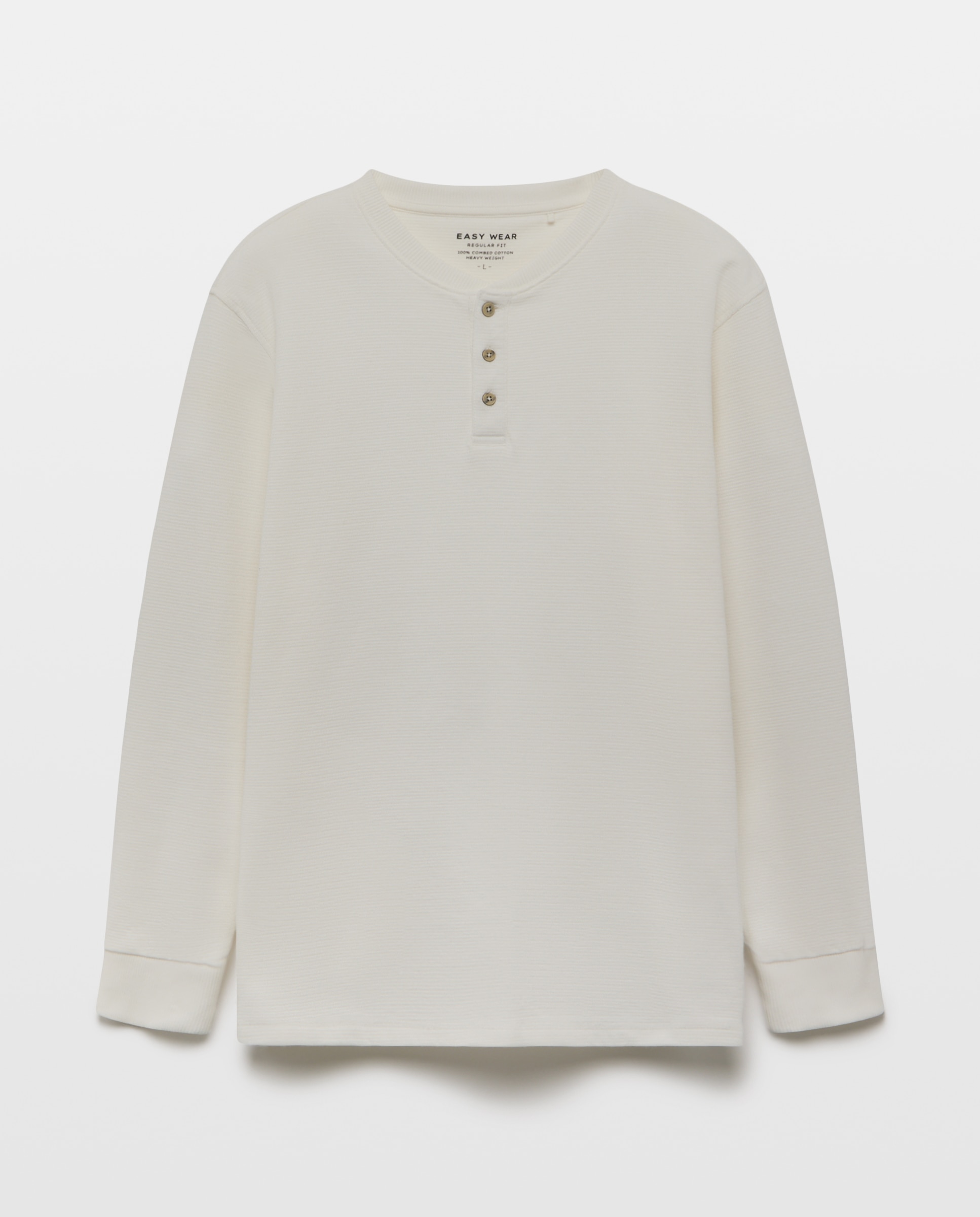 Camisola de Manga Comprida com Gola Tipo Padeiro Branco-marfim-4