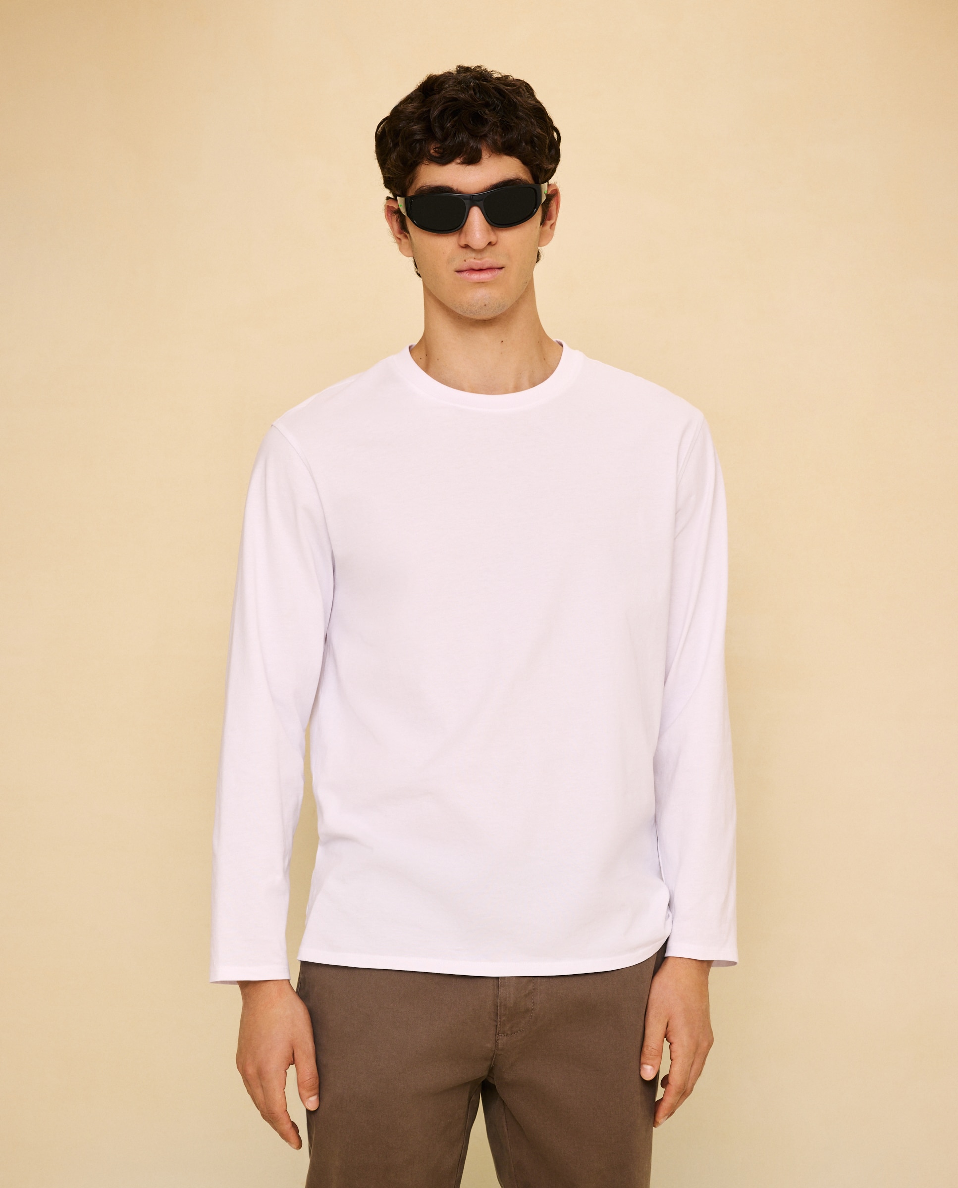Camiseta básica de manga larga de hombre - Easy Wear - Blanco Blanco-2