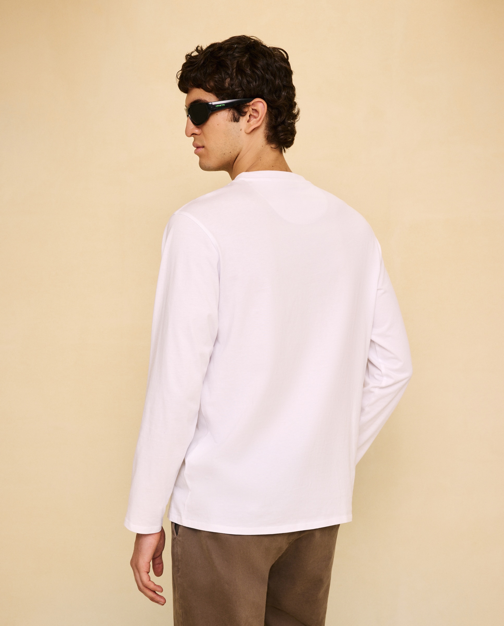 Camiseta básica de manga larga de hombre - Easy Wear - Blanco Blanco-3