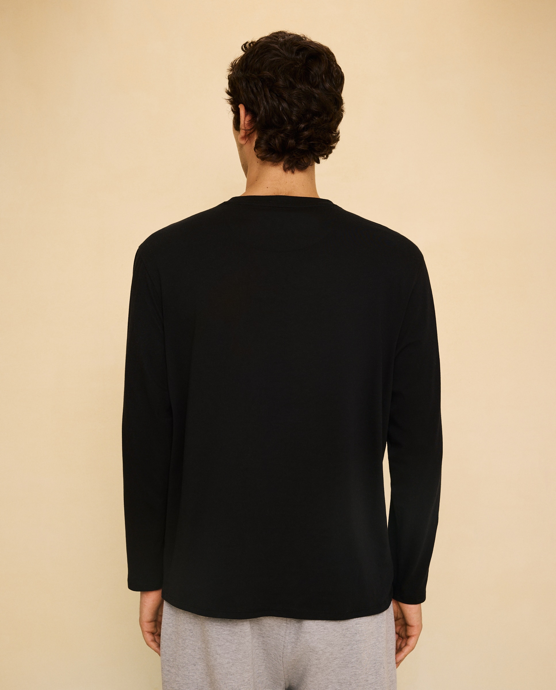 Camiseta básica de manga larga de hombre - Easy Wear - Negro Negro-3