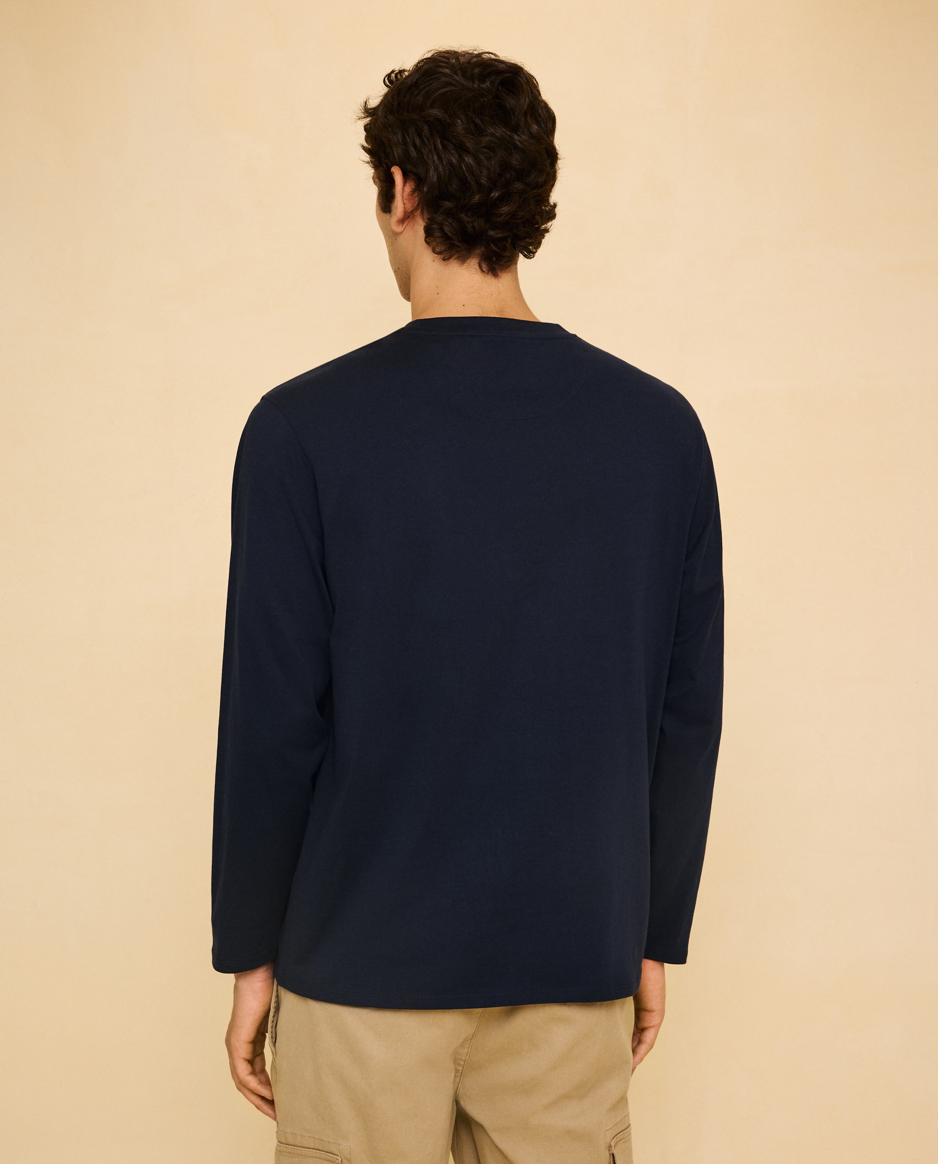 Camiseta básica de manga larga de hombre - Easy Wear - Azul marino Azul marino-3
