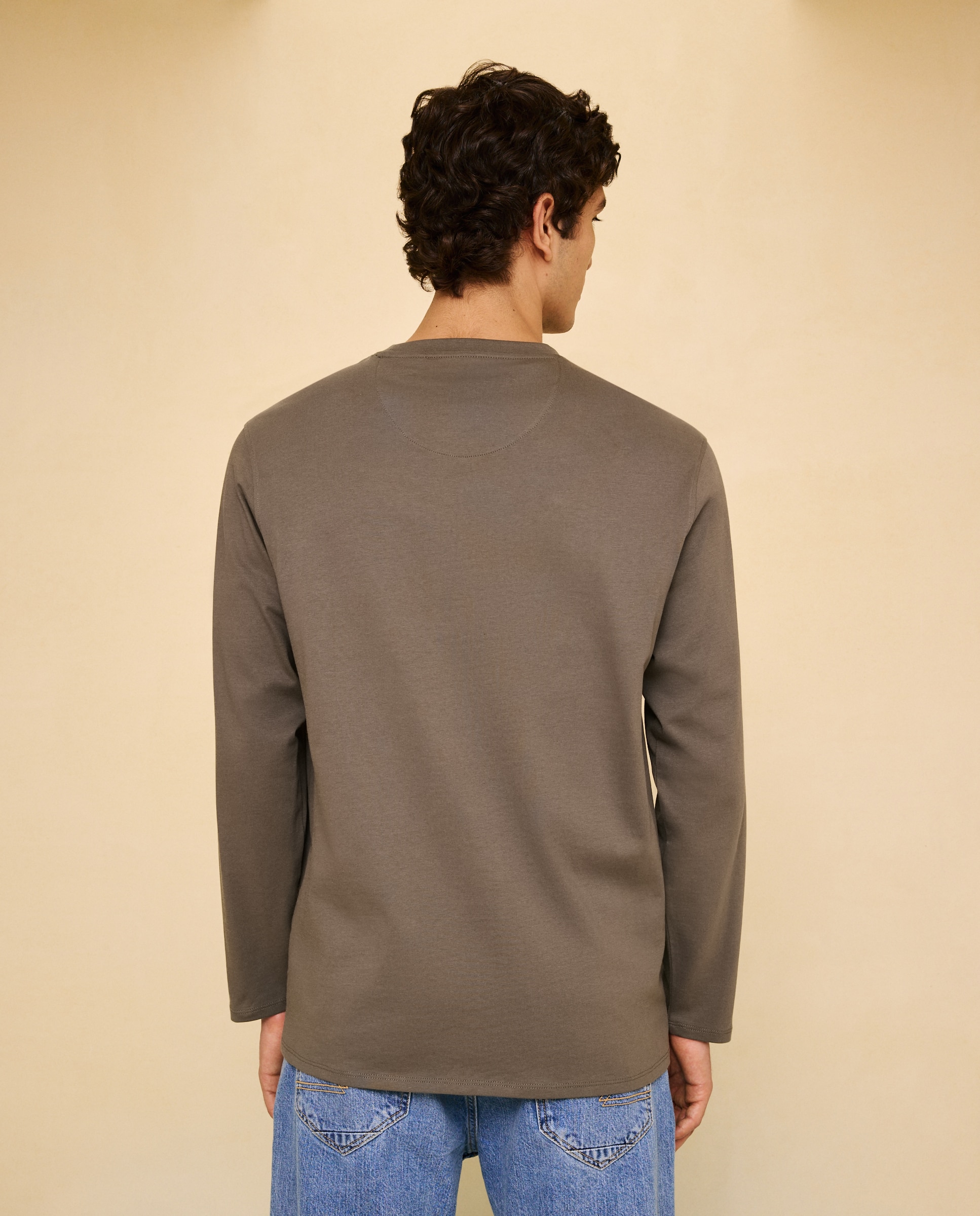 Camiseta básica de manga larga de hombre - Easy Wear - 520 Kaki 520 Kaki-3