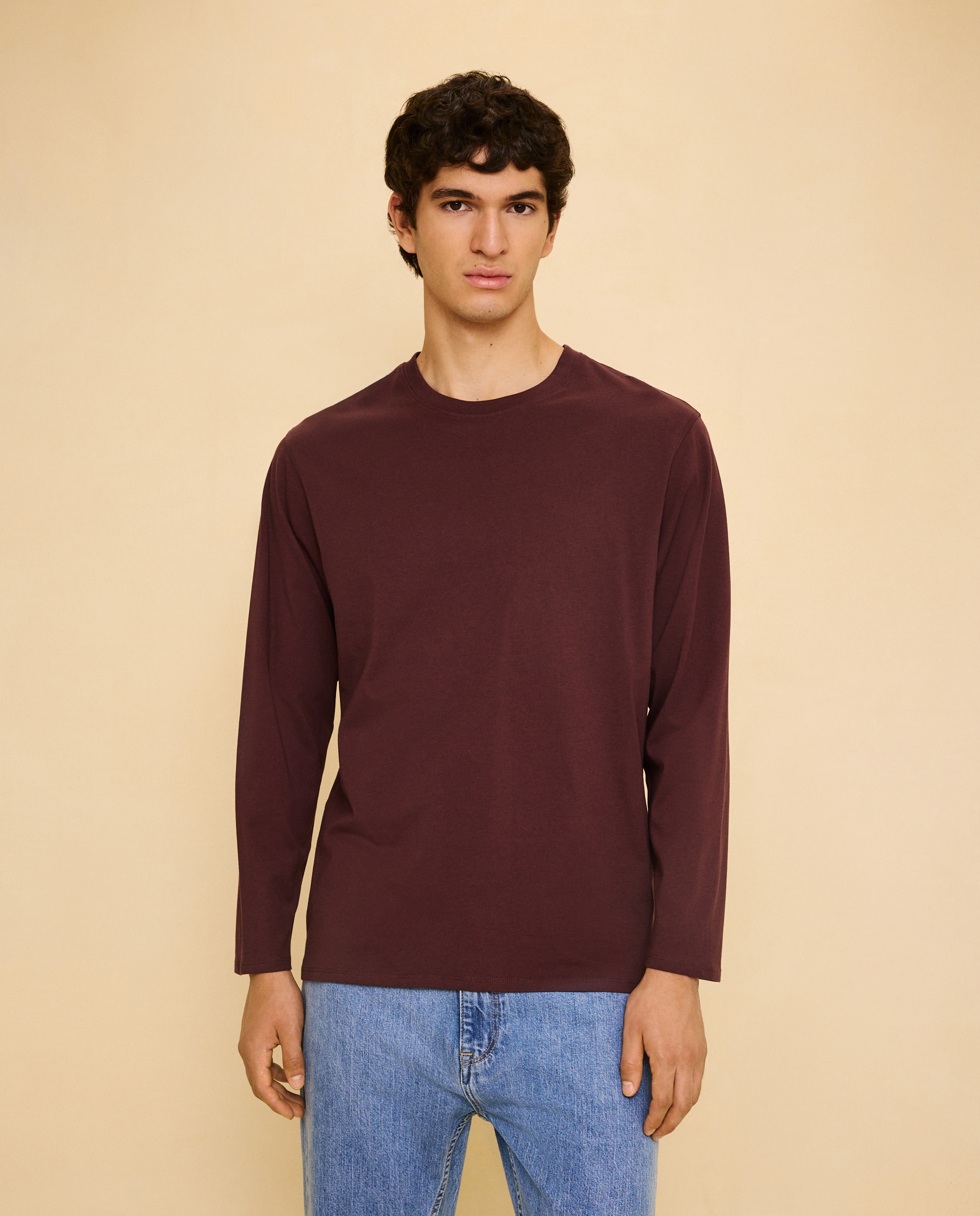Camiseta básica de manga larga de hombre - Easy Wear - Burdeos Burdeos-2