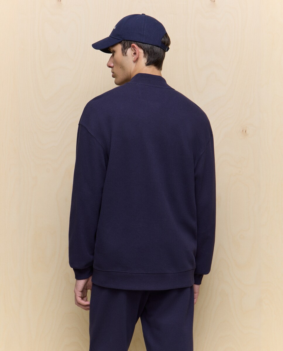 Blusão Bomber de Felpa Azul-marinho-2