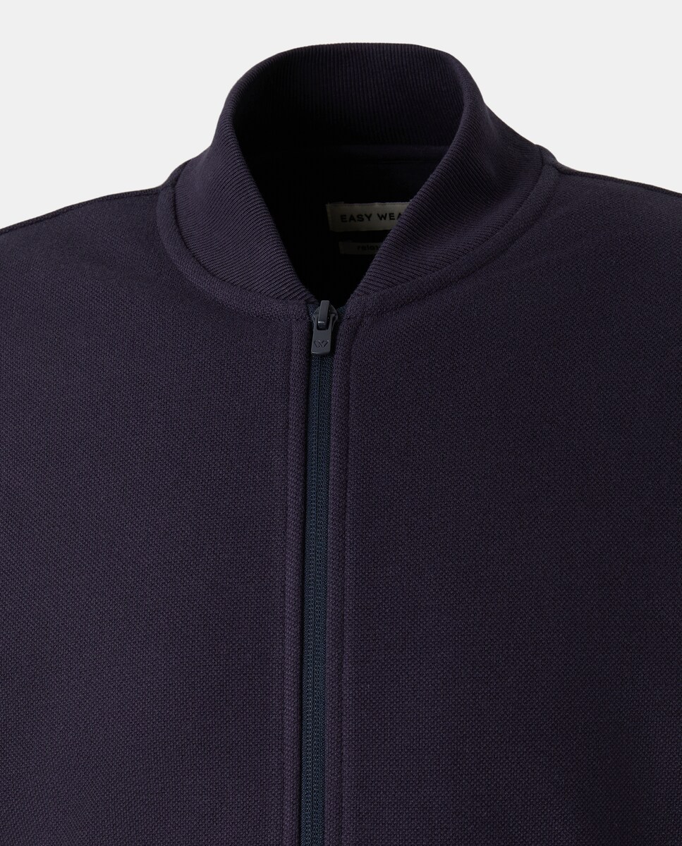 Blusão Bomber de Felpa Azul-marinho-5