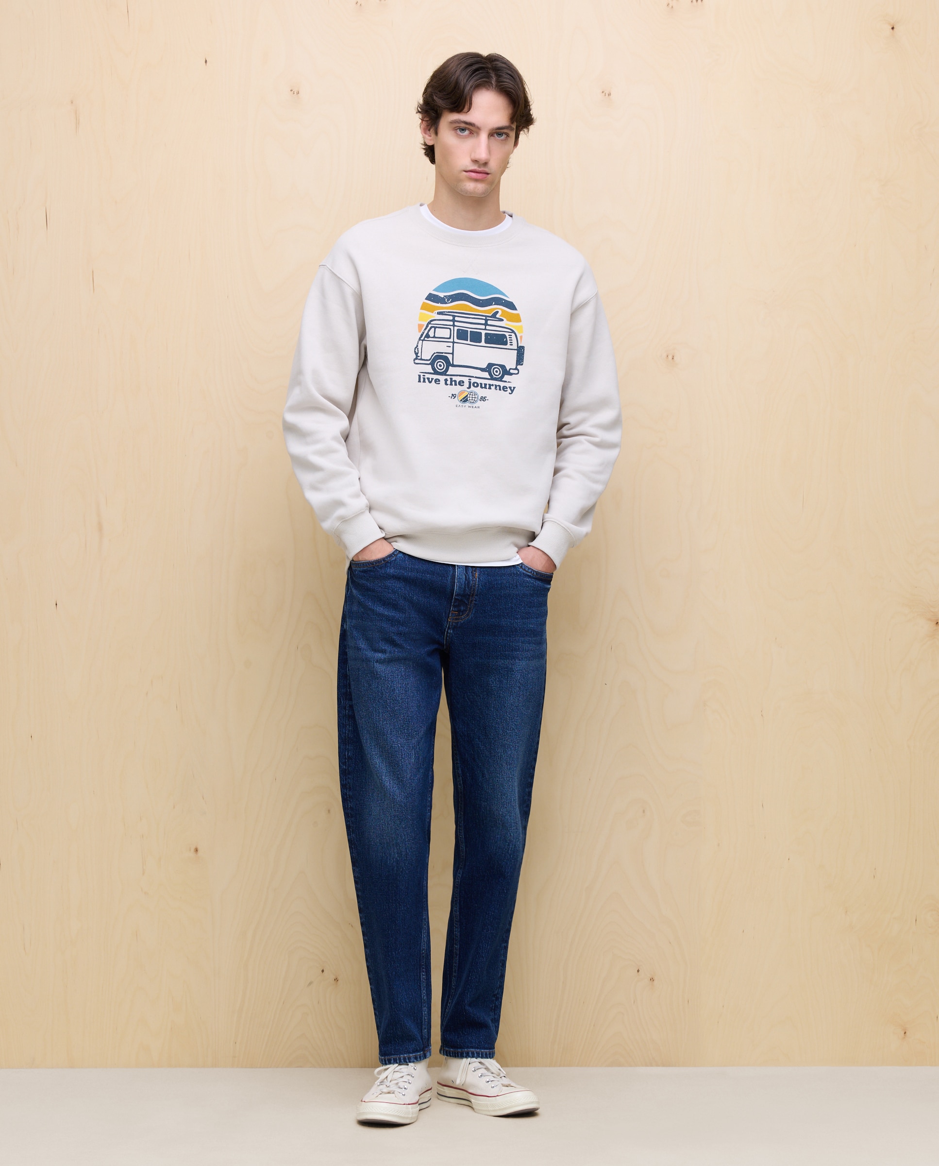 Sweatshirt de Gola Redonda com Estampado Gelo-2