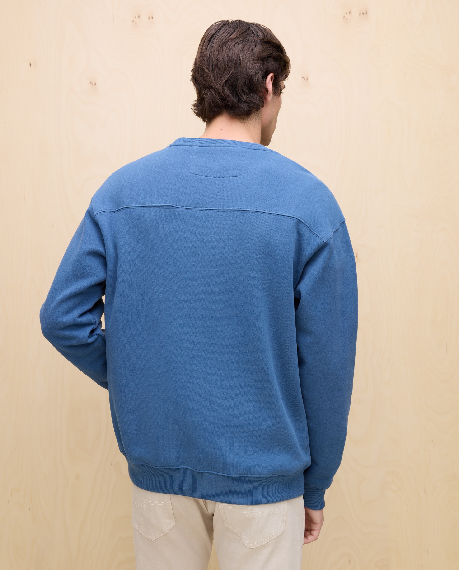Sweatshirt de Gola Redonda com Estampado 471 Índigo-3