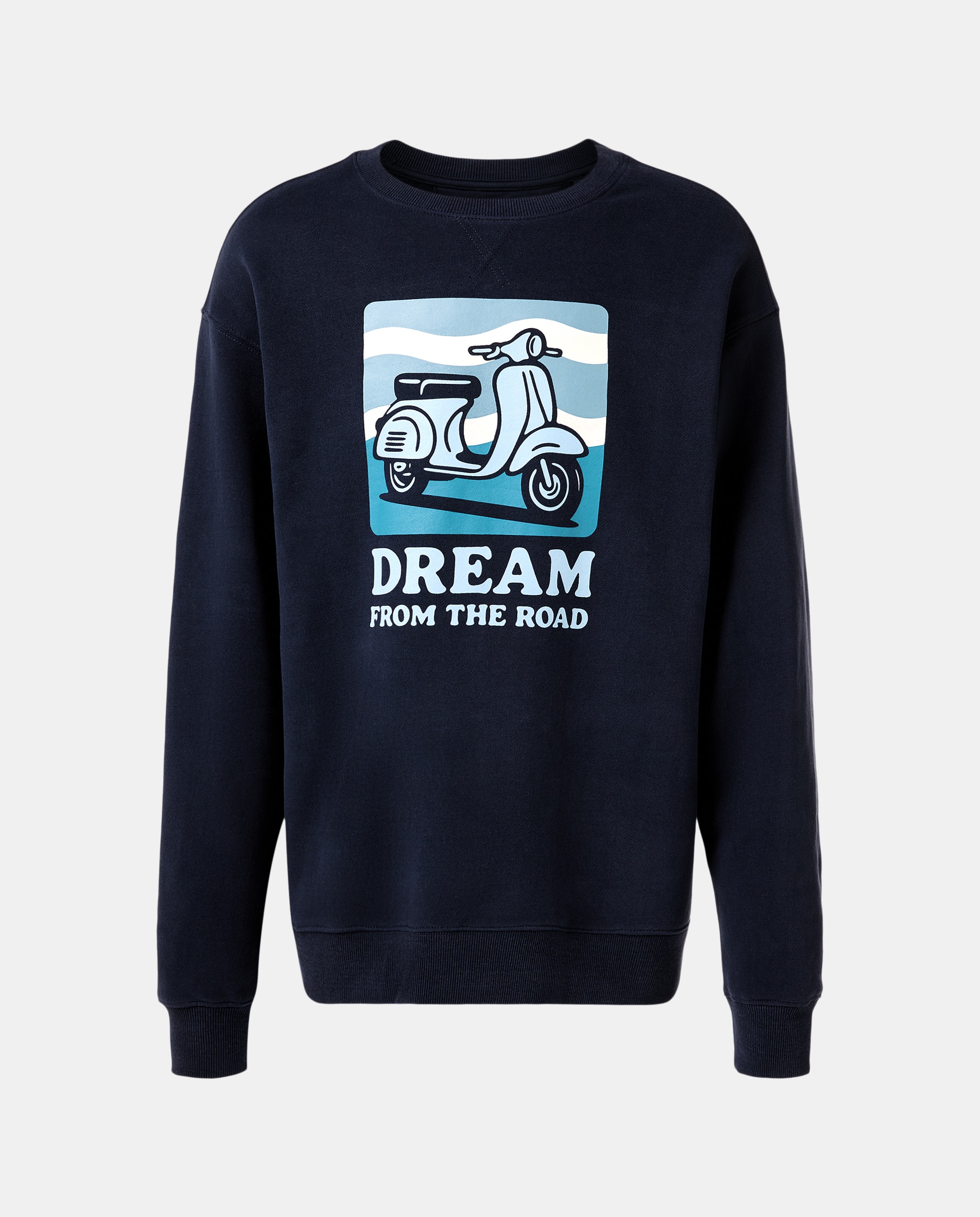 Sweatshirt de Gola Redonda com Estampado Azul-marinho-5