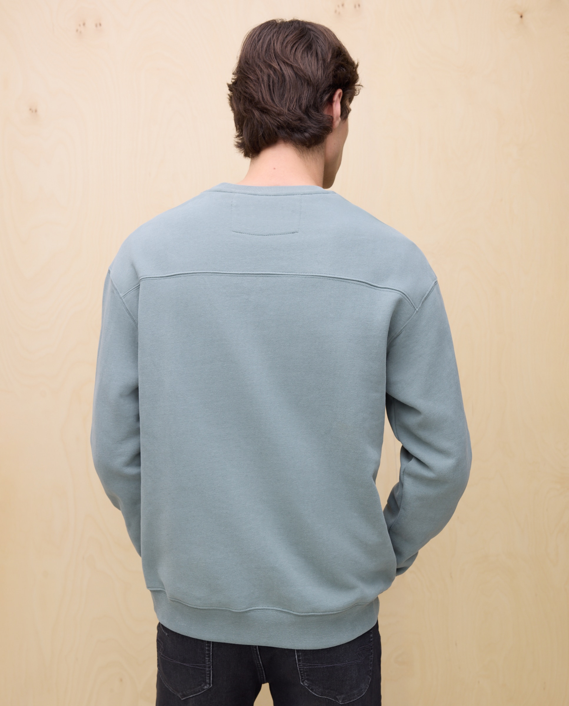 Sweatshirt de Gola Redonda com Estampado 560 Azeitona-3