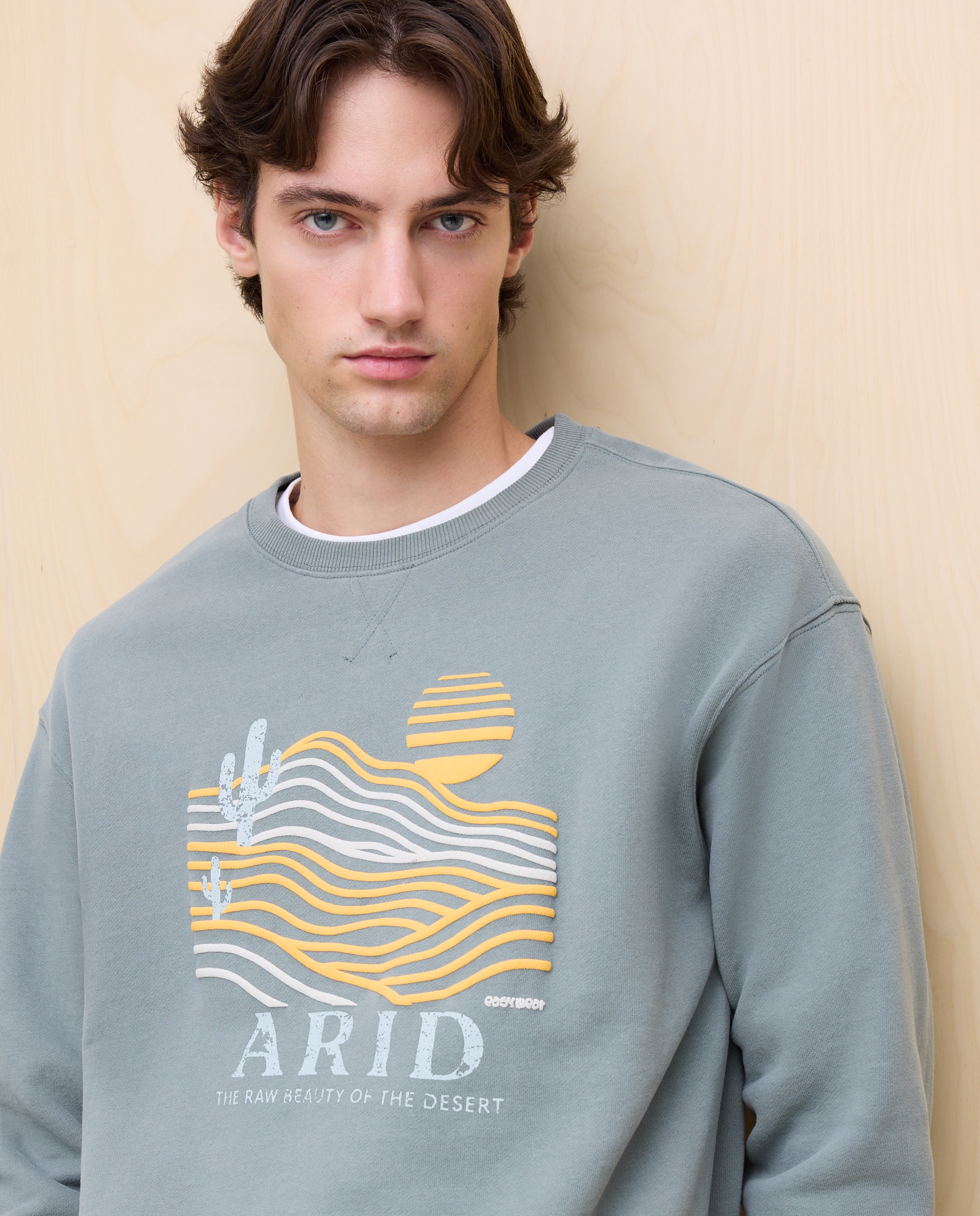 Sweatshirt de Gola Redonda com Estampado 560 Azeitona-4