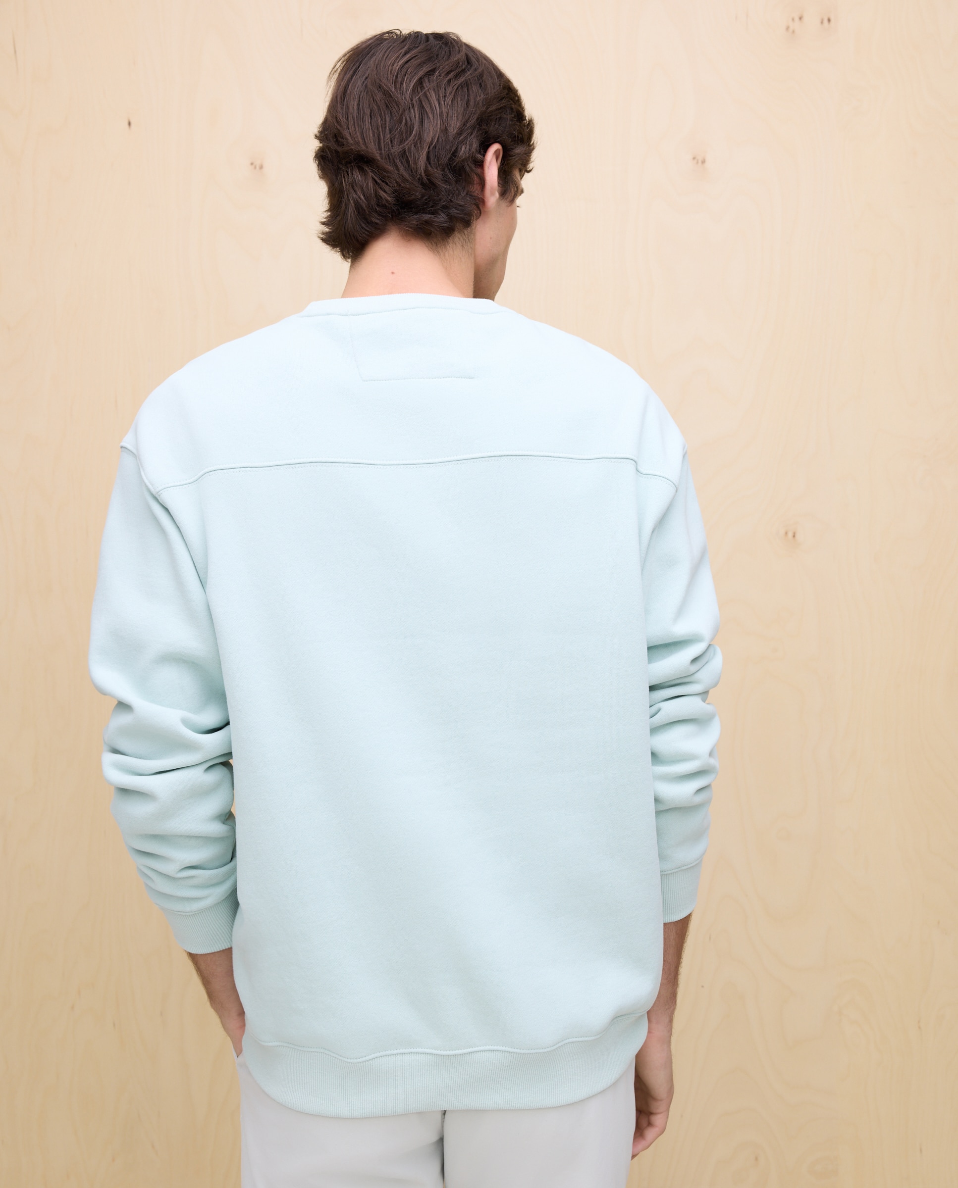 Sweatshirt de Gola Redonda com Estampado 582 Verde Água-3