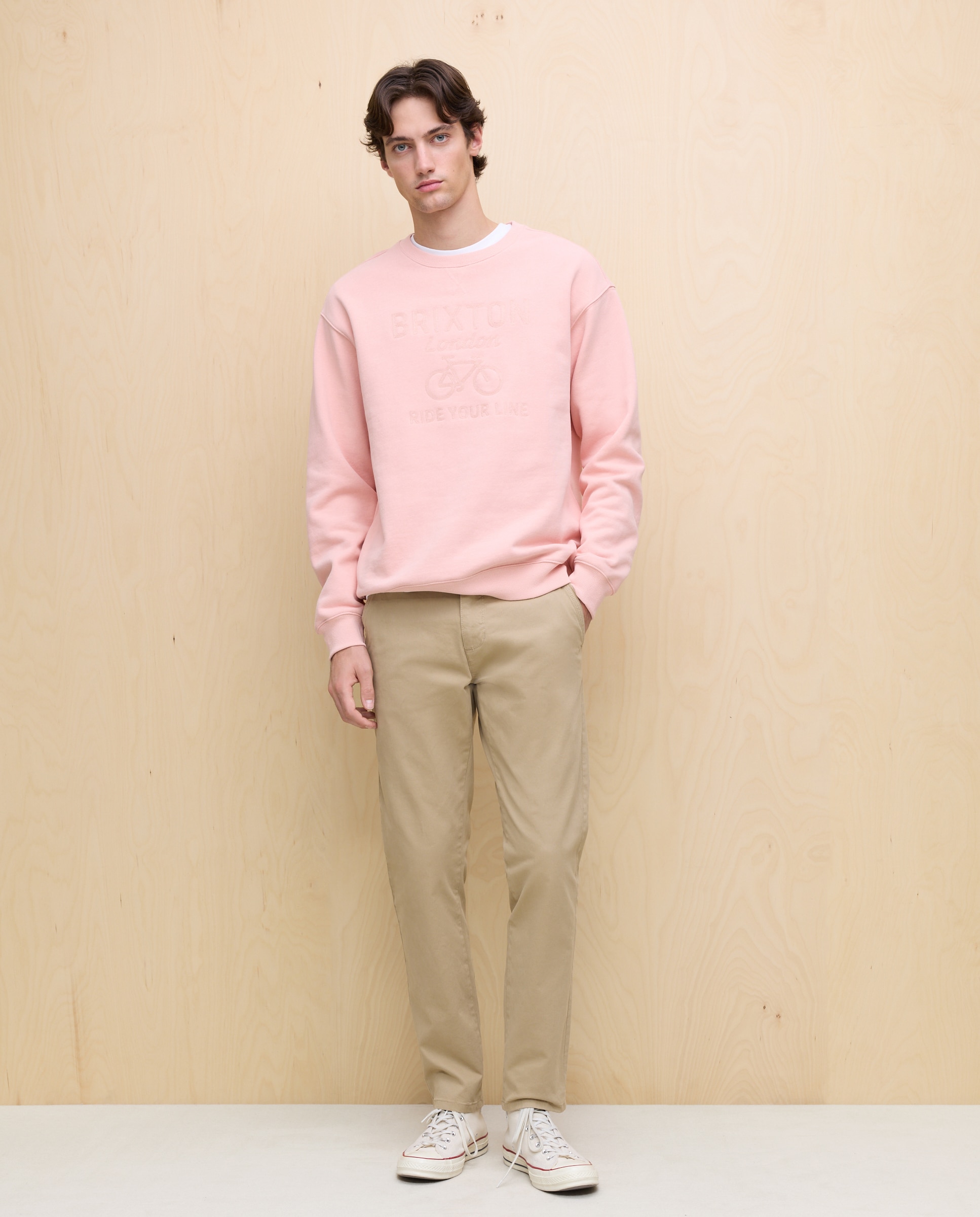 Sweatshirt de Gola Redonda com Estampado 220 Rosa Pálido-2