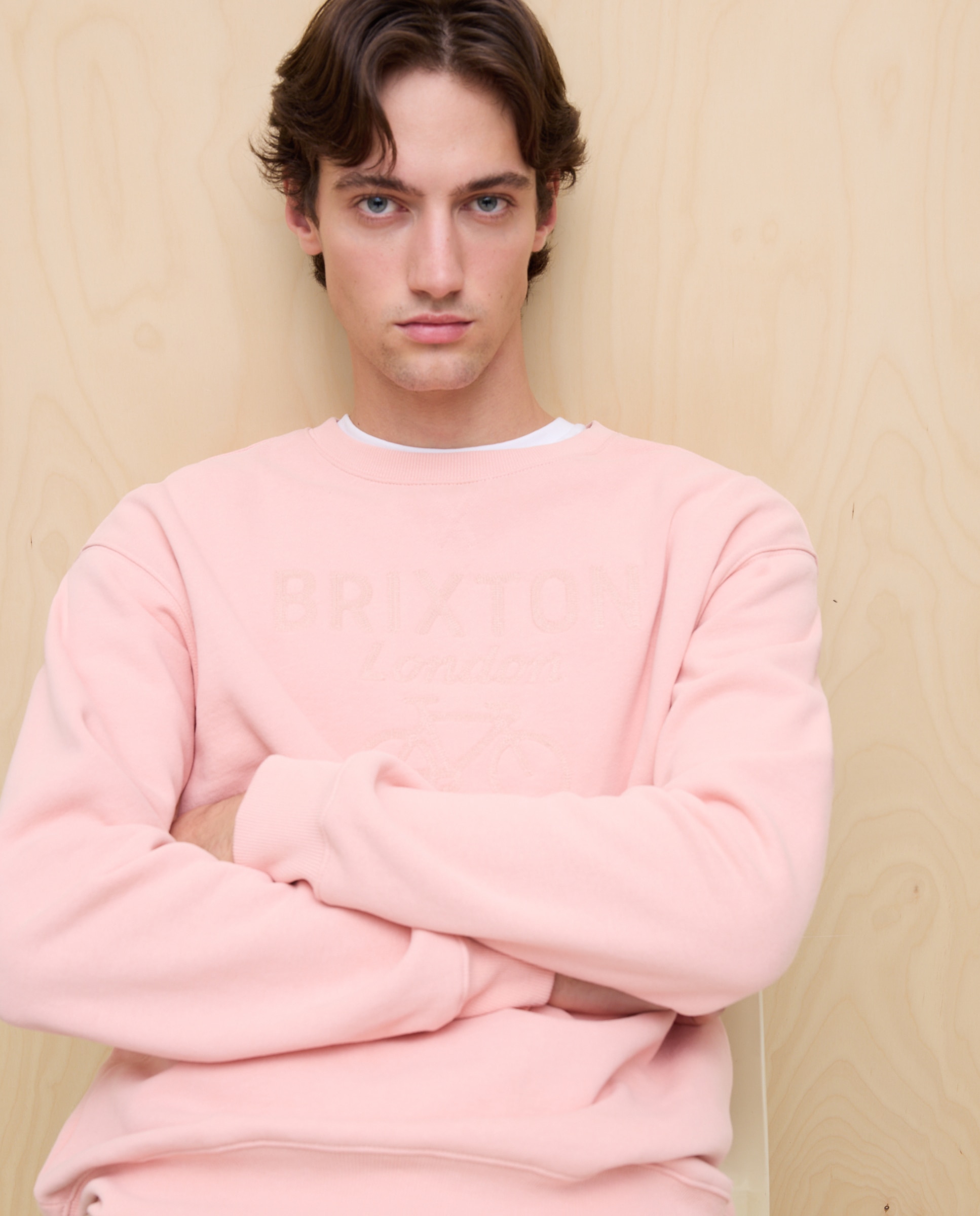 Sweatshirt de Gola Redonda com Estampado 220 Rosa Pálido-4