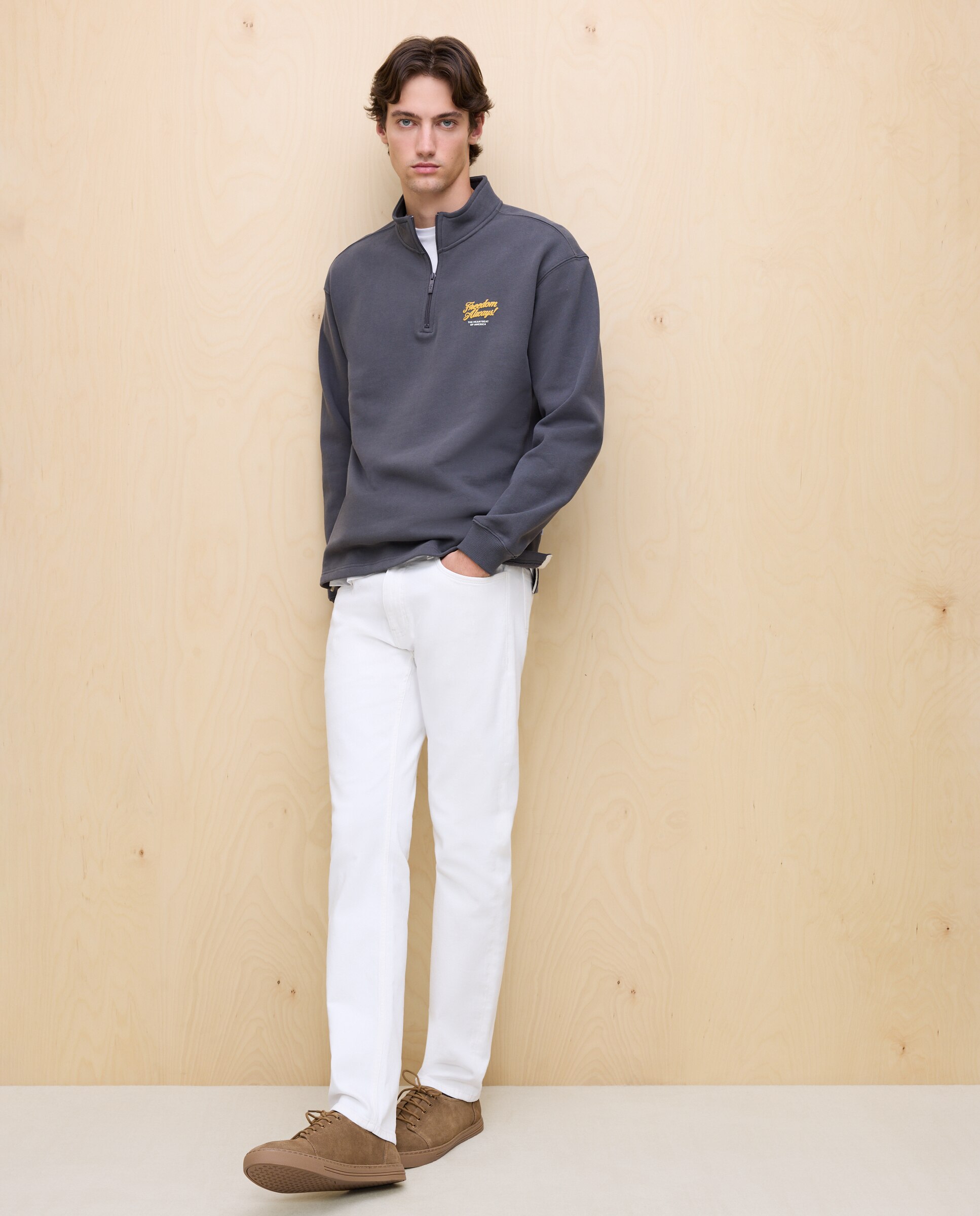 Sweatshirt com Gola de Meio Fecho de Correr 830 Antracite-2