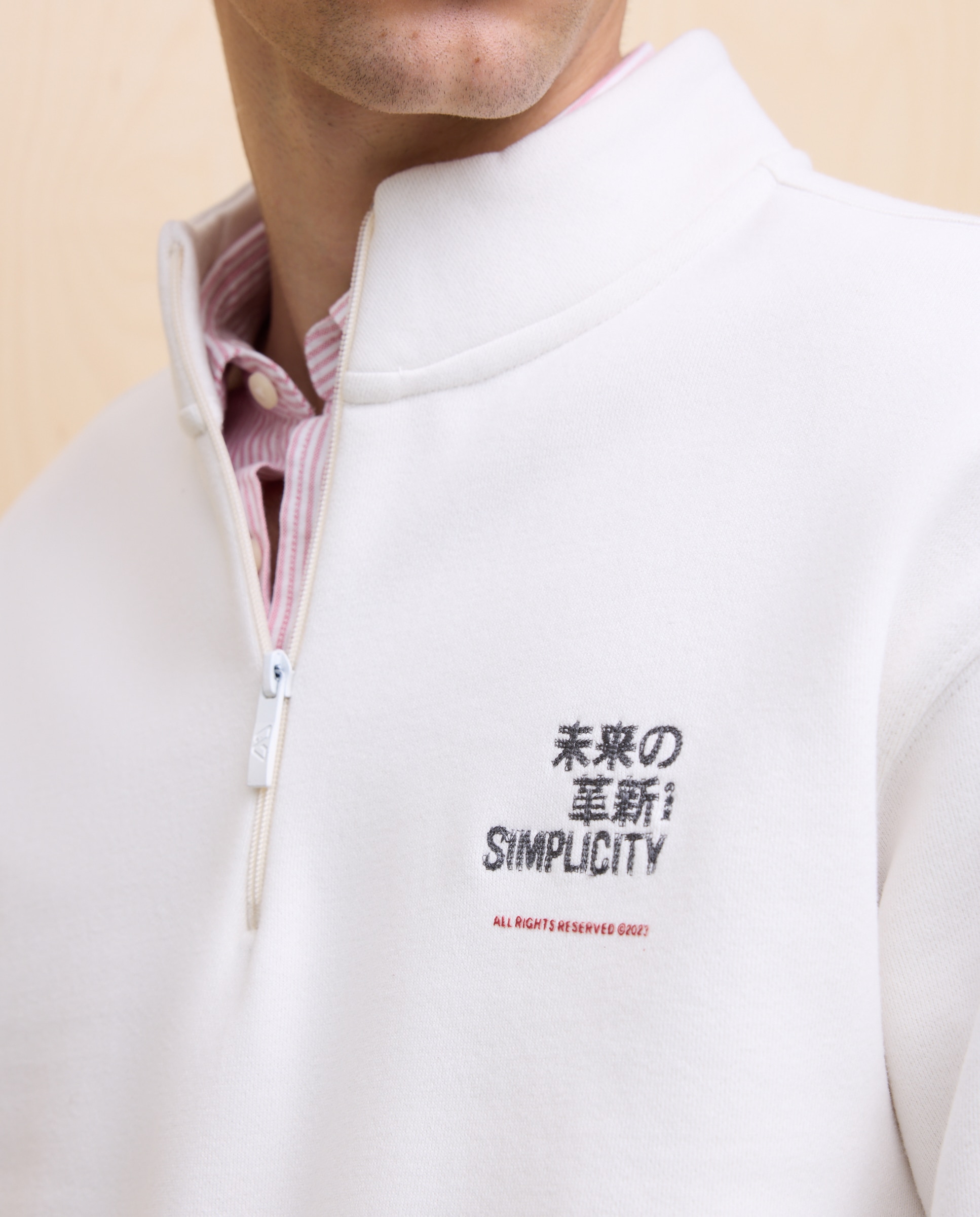 Sweatshirt com Gola de Meio Fecho de Correr Rice Paper-3