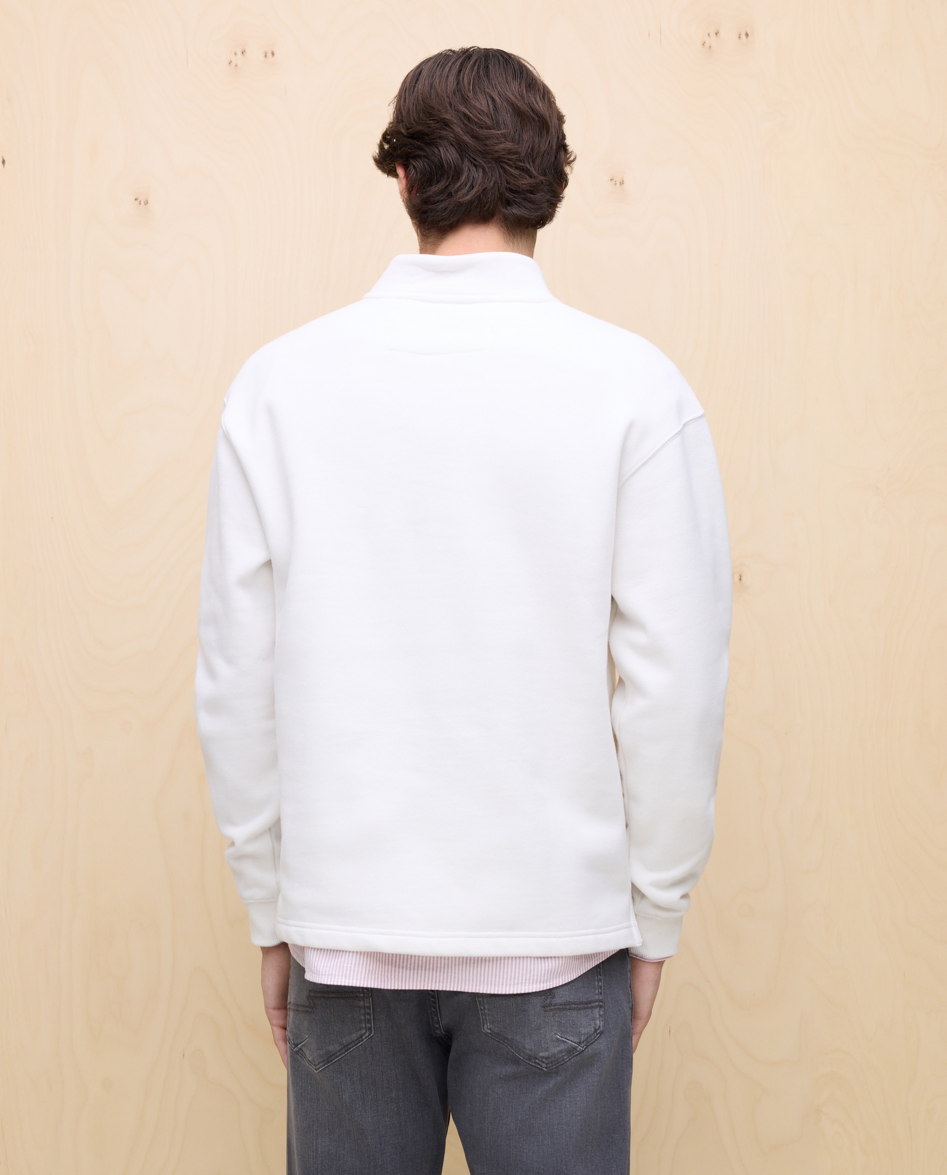 Sweatshirt com Gola de Meio Fecho de Correr Rice Paper-4