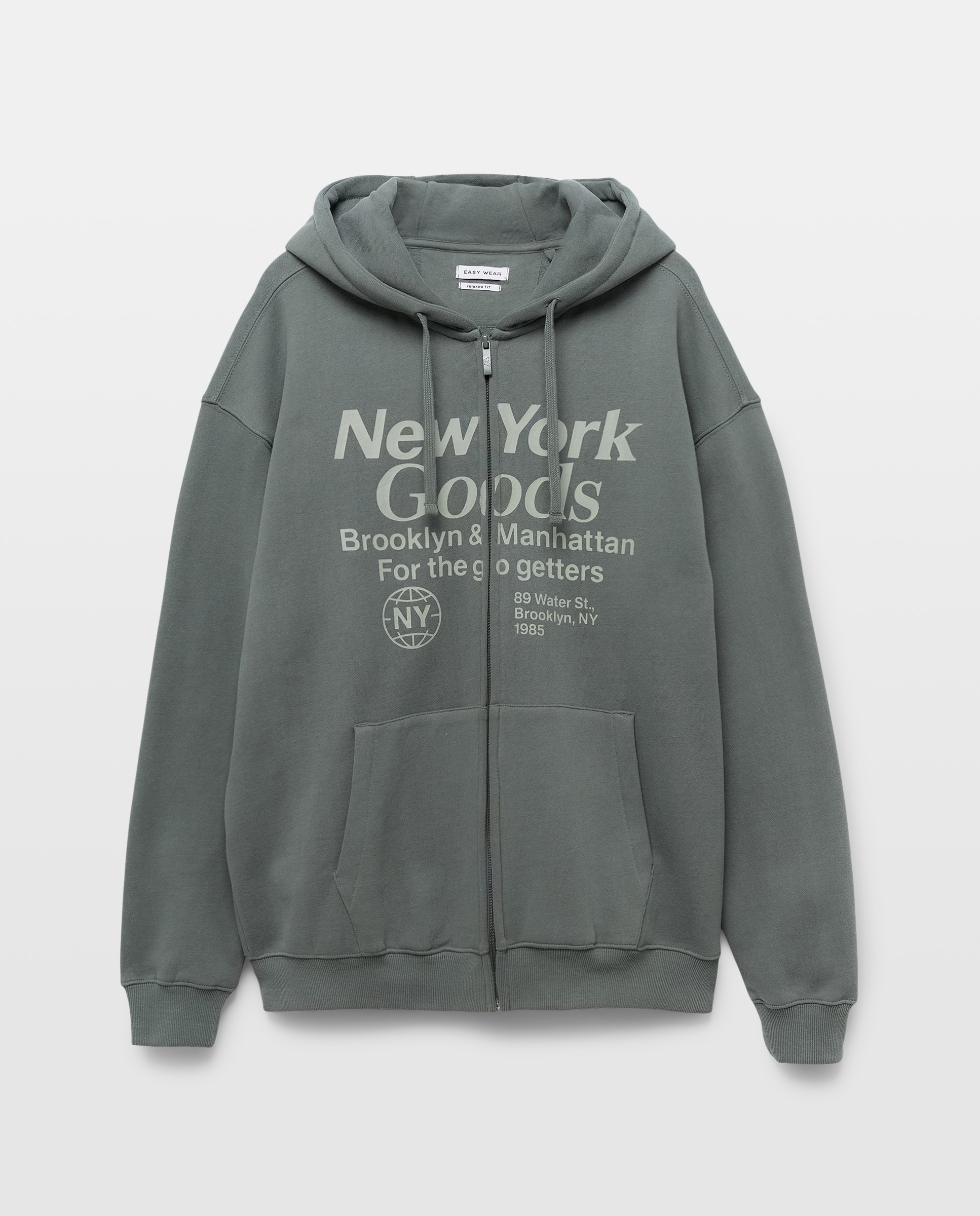 Sweatshirt com Capuz e Fecho de Correr Verde-4