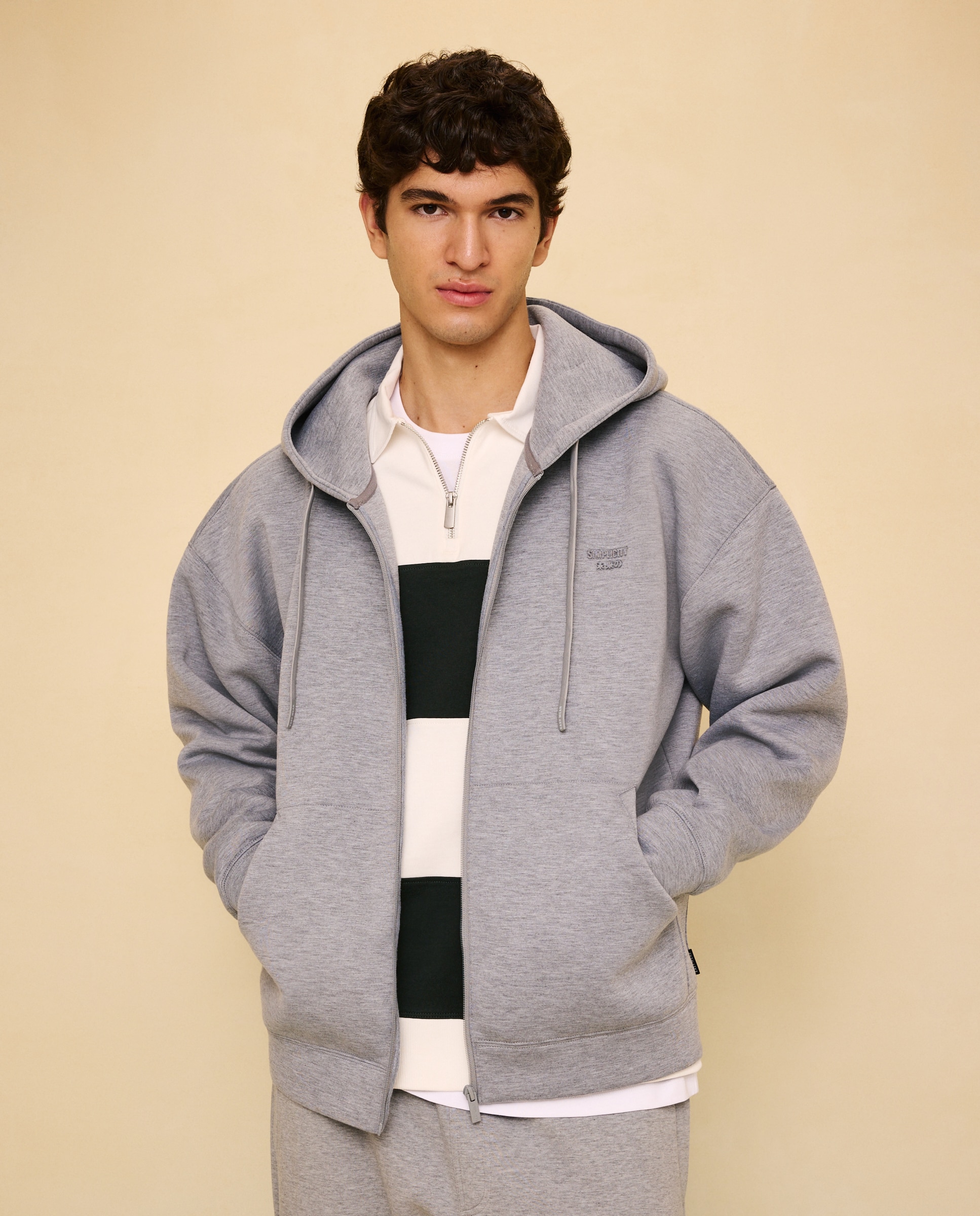 Imagen 1 de Sudadera con cremallera boxy fit de hombre - Easy Wear - Gris claro Gris claro