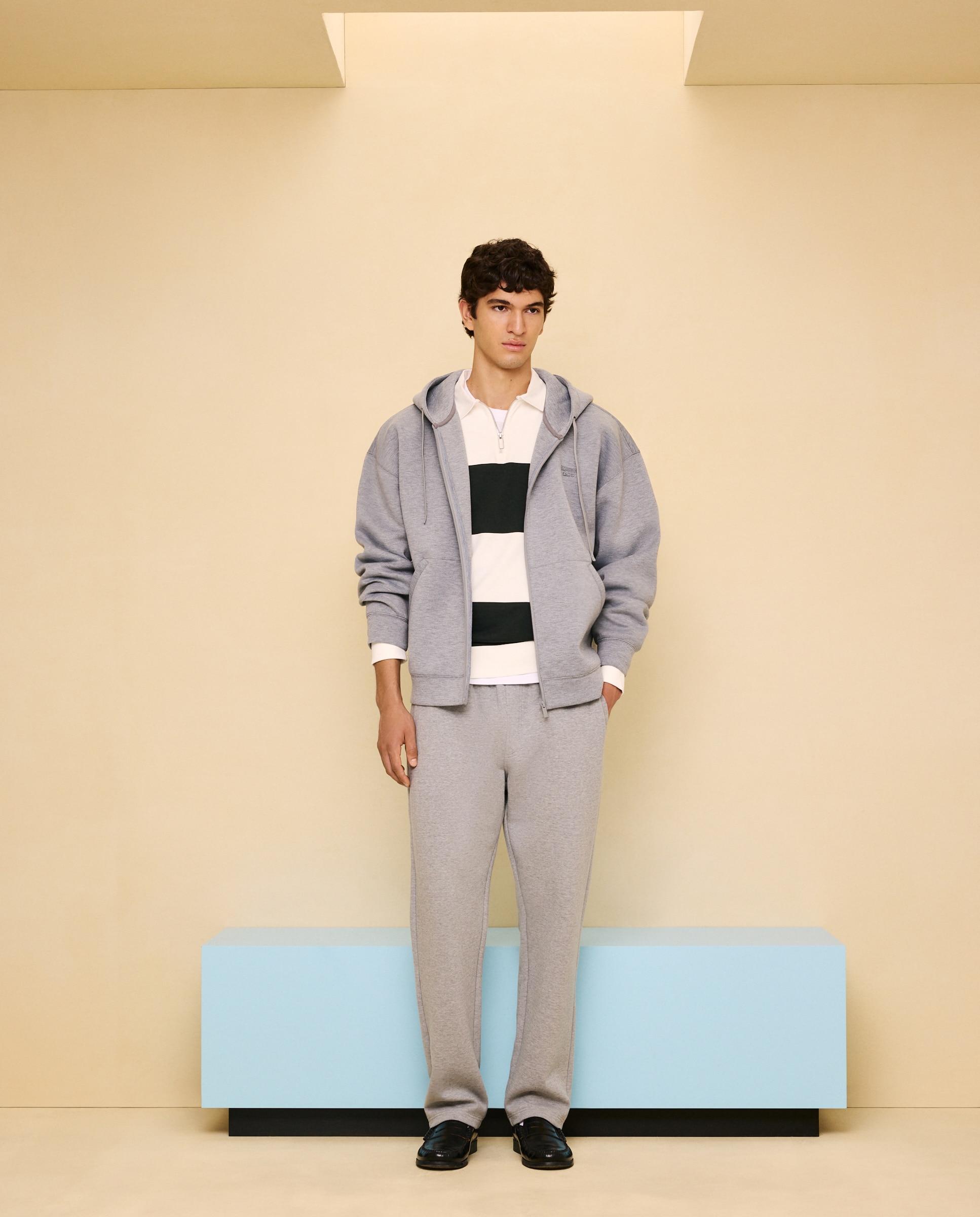 Imagen 2 de Sudadera con cremallera boxy fit de hombre - Easy Wear - Gris claro Gris claro