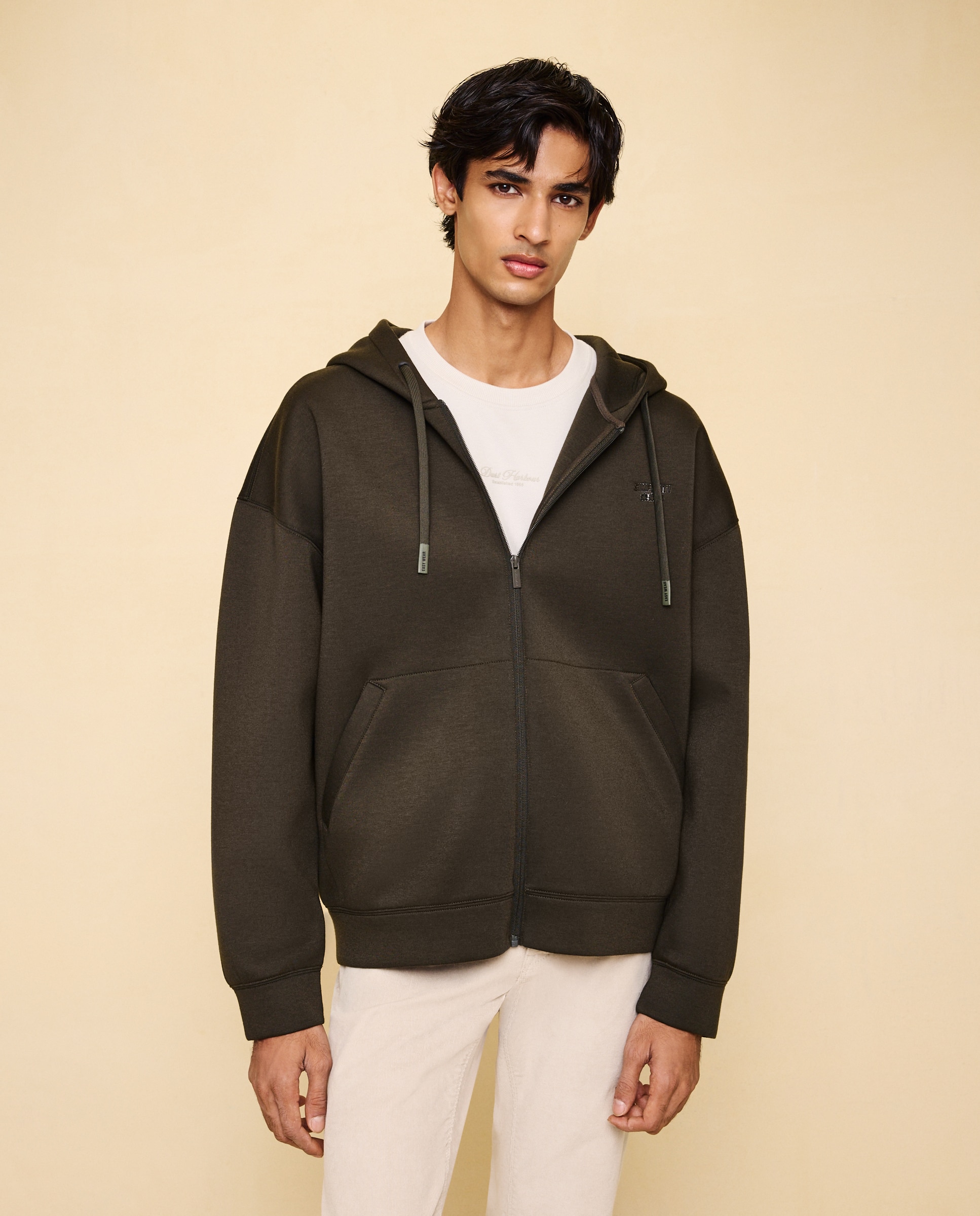 Imagen 0 de Sudadera con cremallera boxy fit de hombre 530 Verde oscuro