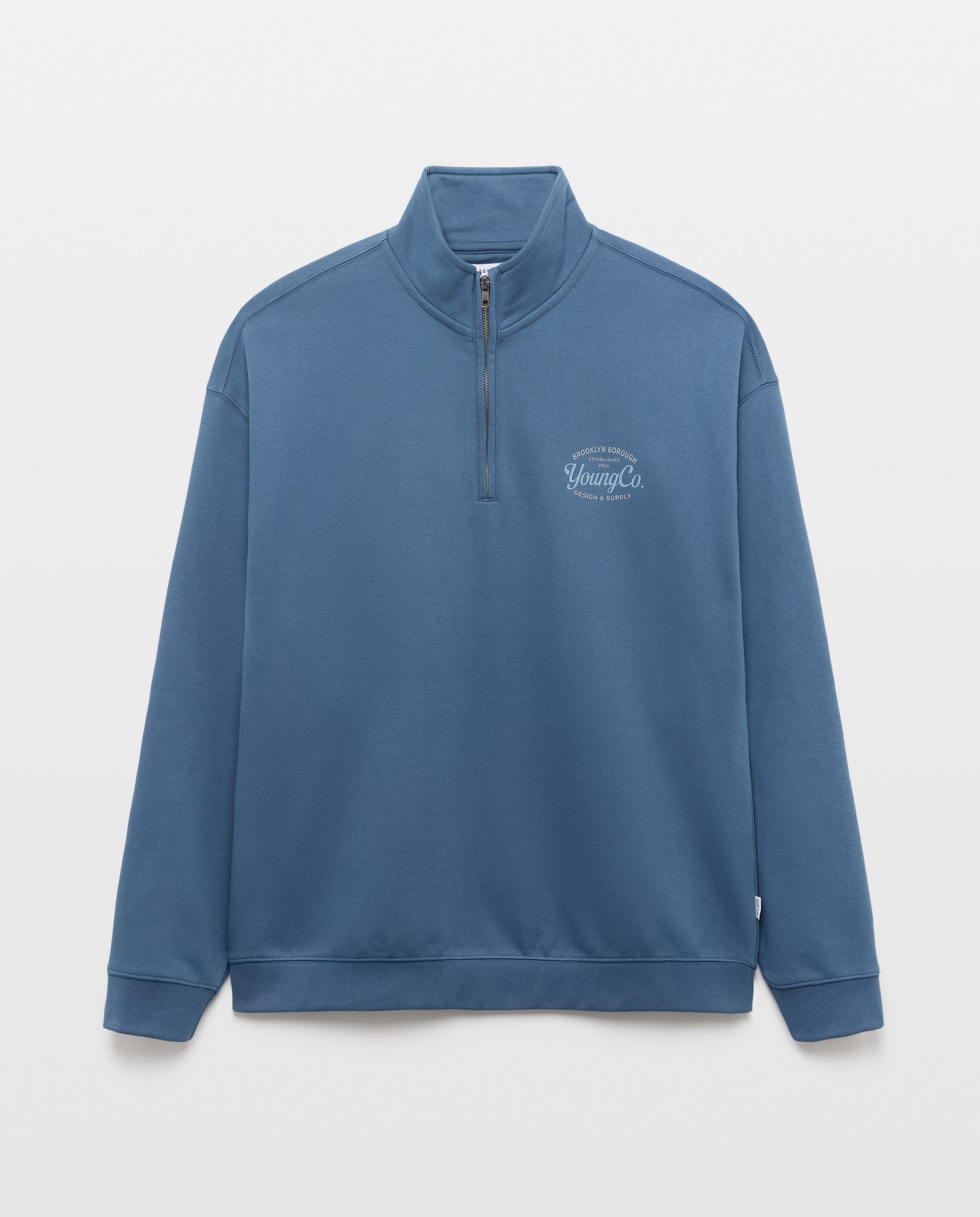 Sweatshirt com Gola com Fecho de Correr Azul-escuro-4