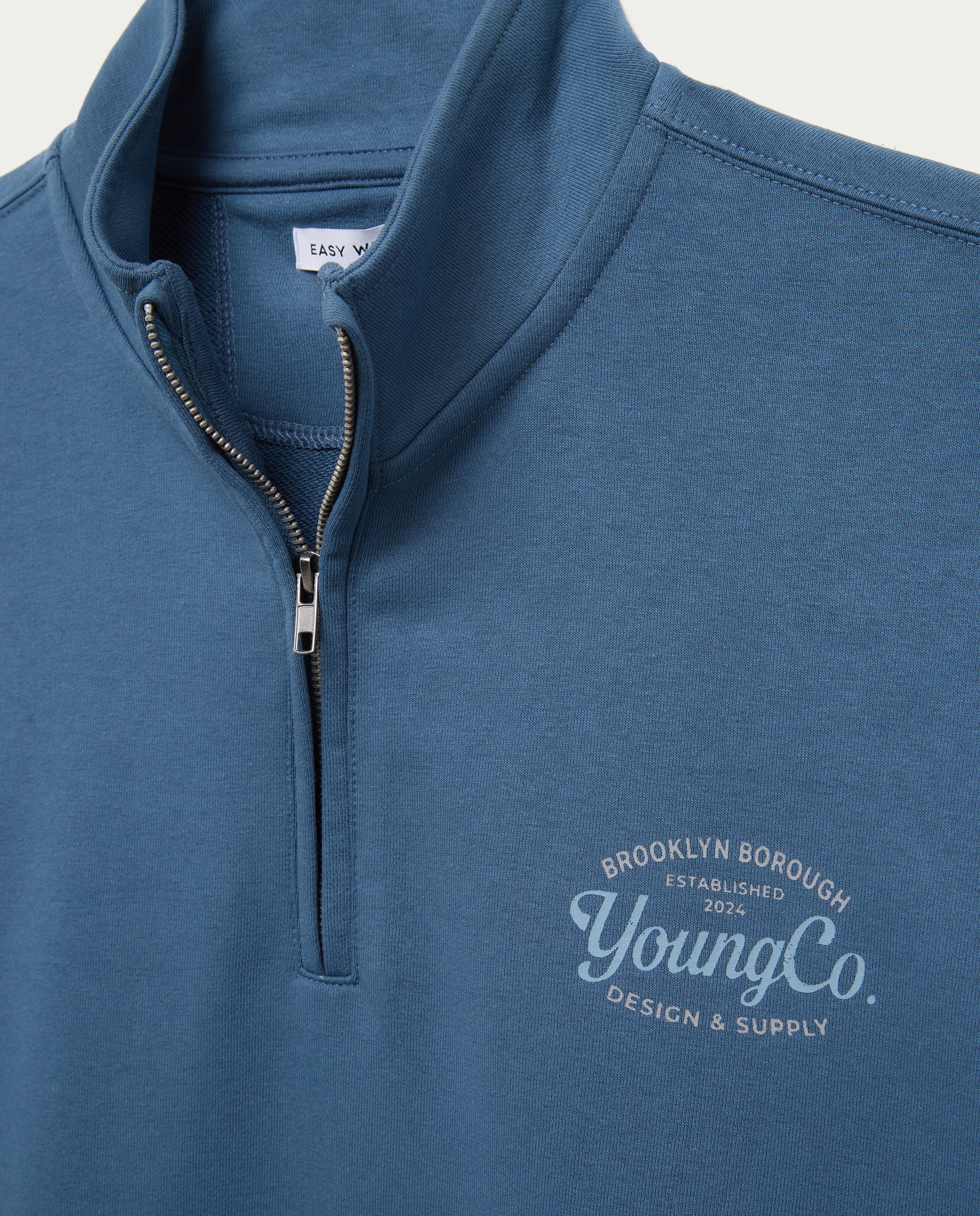 Sweatshirt com Gola com Fecho de Correr Azul-escuro-5