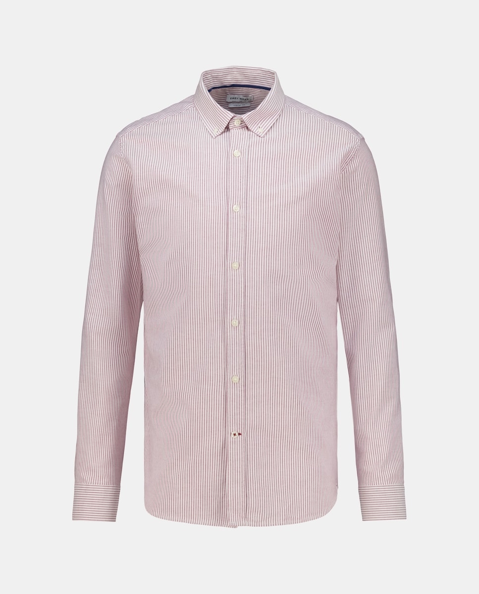 Camisa Oxford com Manga Comprida e às Riscas Rosa-4