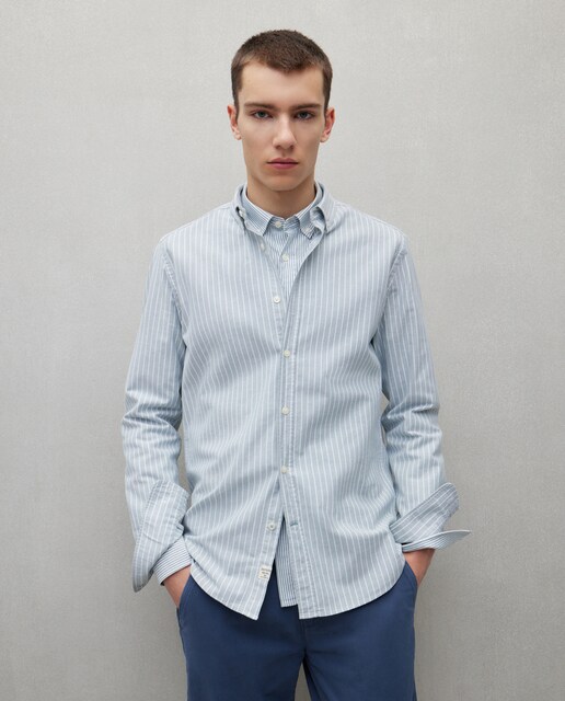 Imagen 0 de Camisa manga larga para hombre oxford rayas