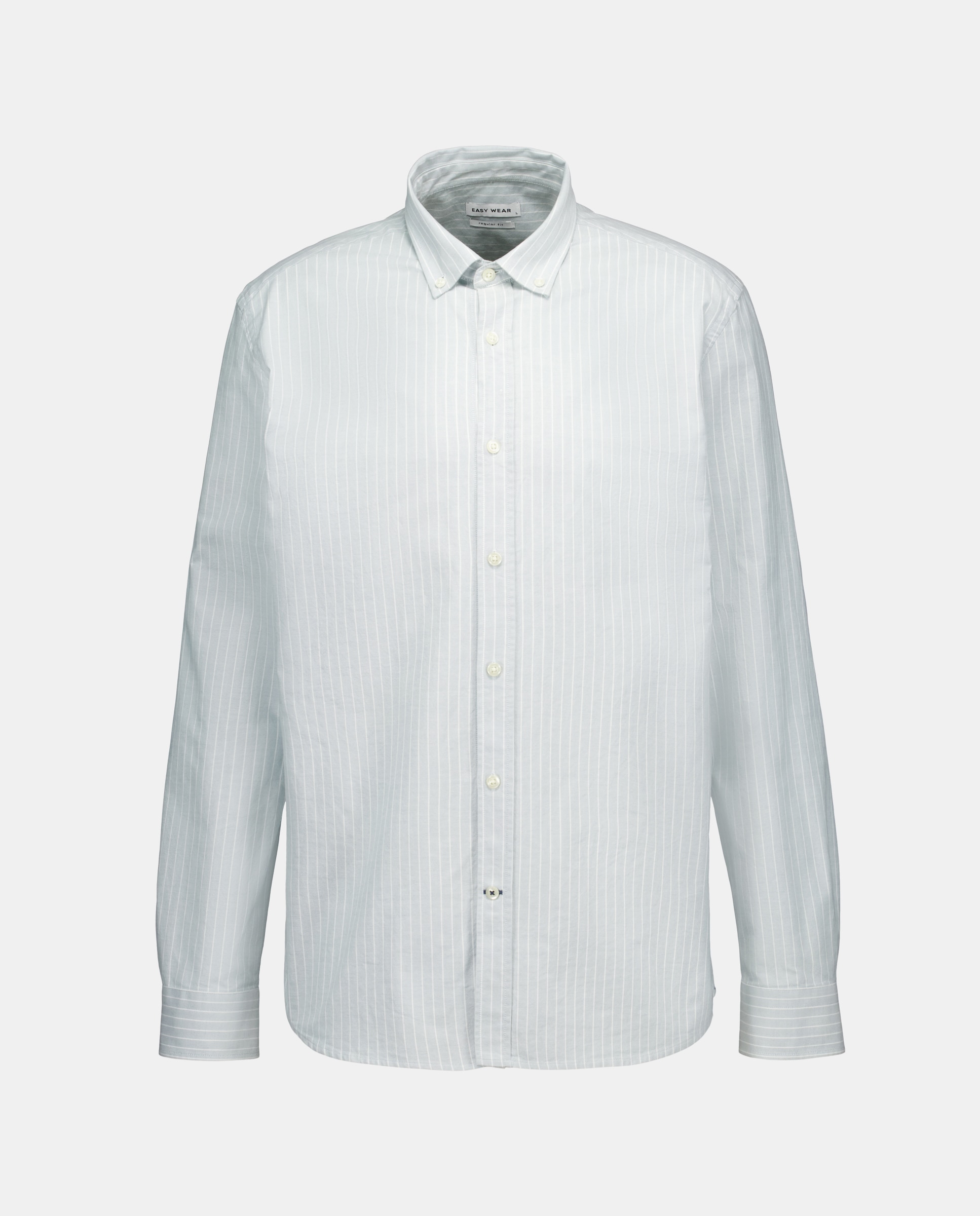 Camisa Oxford às Riscas com Manga Comprida Verde-5