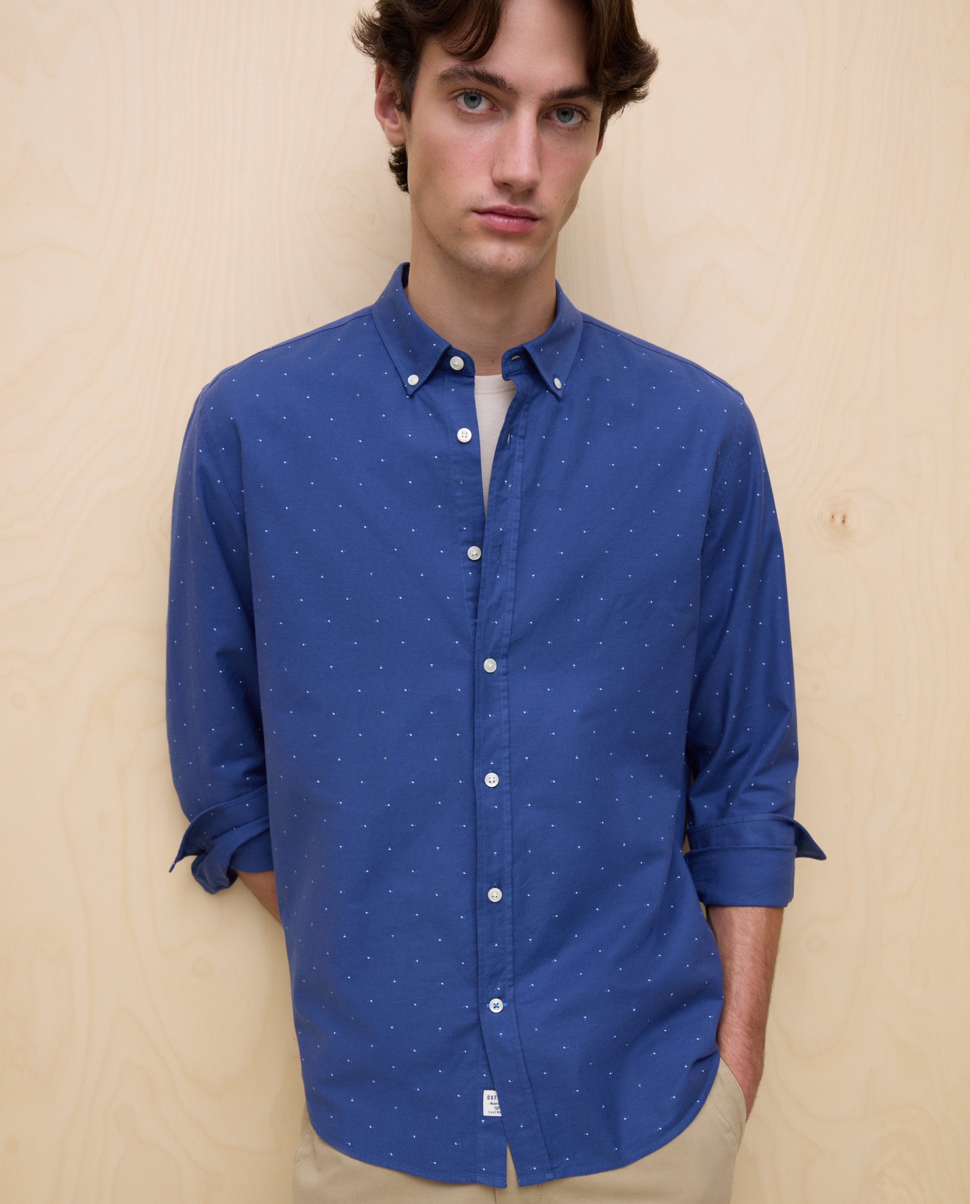 Imagem 0 de Camisa Oxford Estampada de Manga Comprida