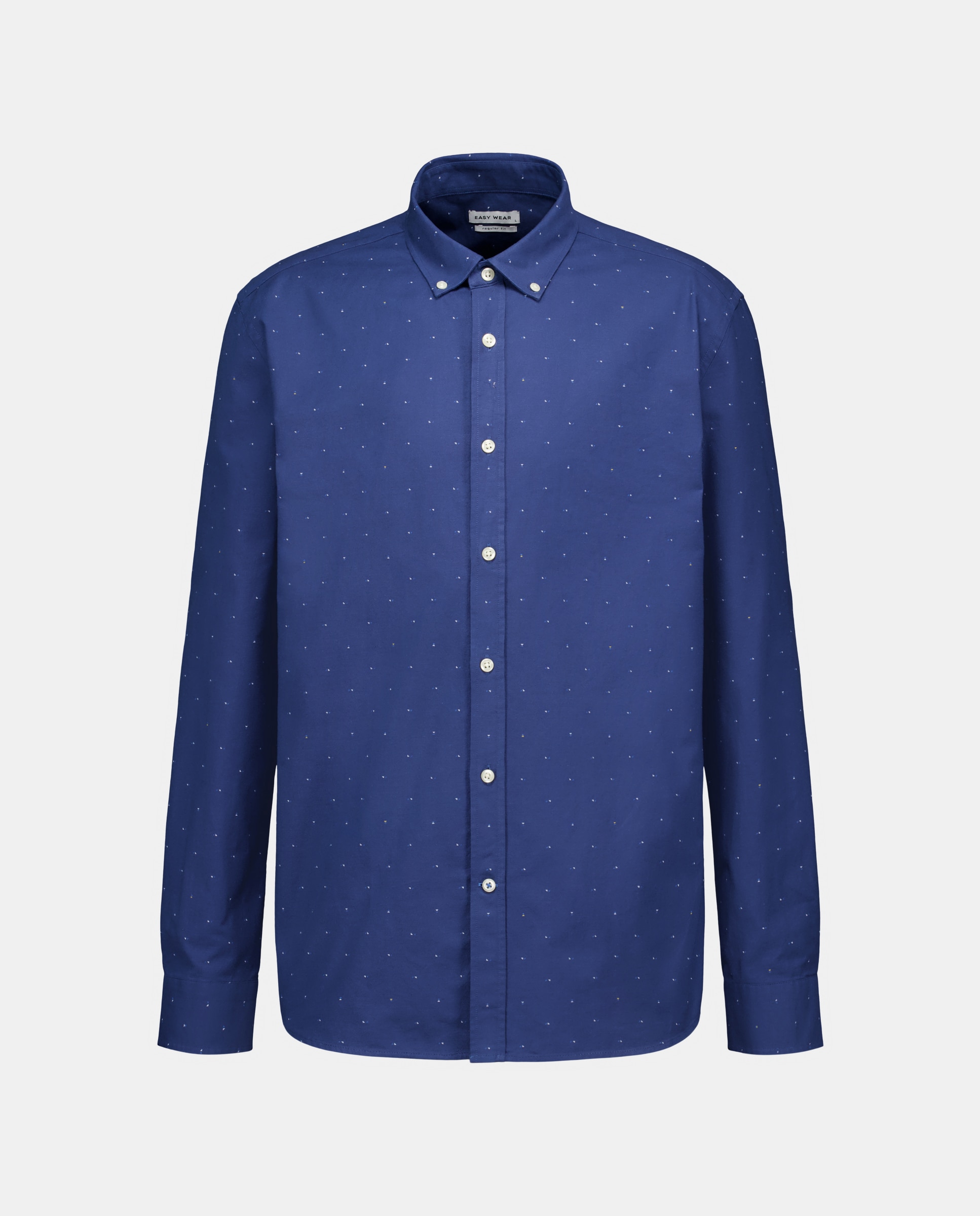 Camisa Oxford Estampada de Manga Comprida Azul-marinho-5