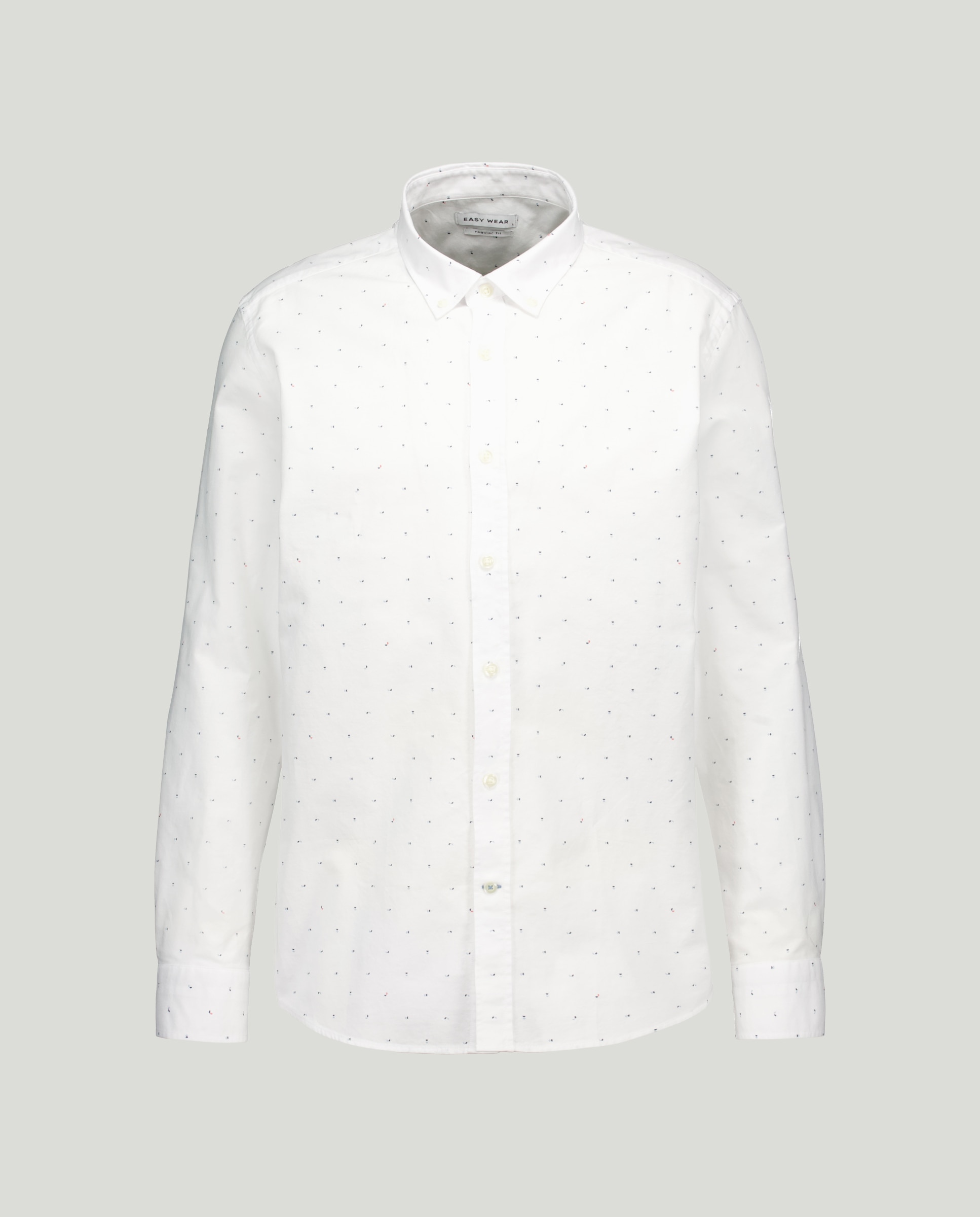 Camisa Oxford Estampada de Manga Comprida Branco-4
