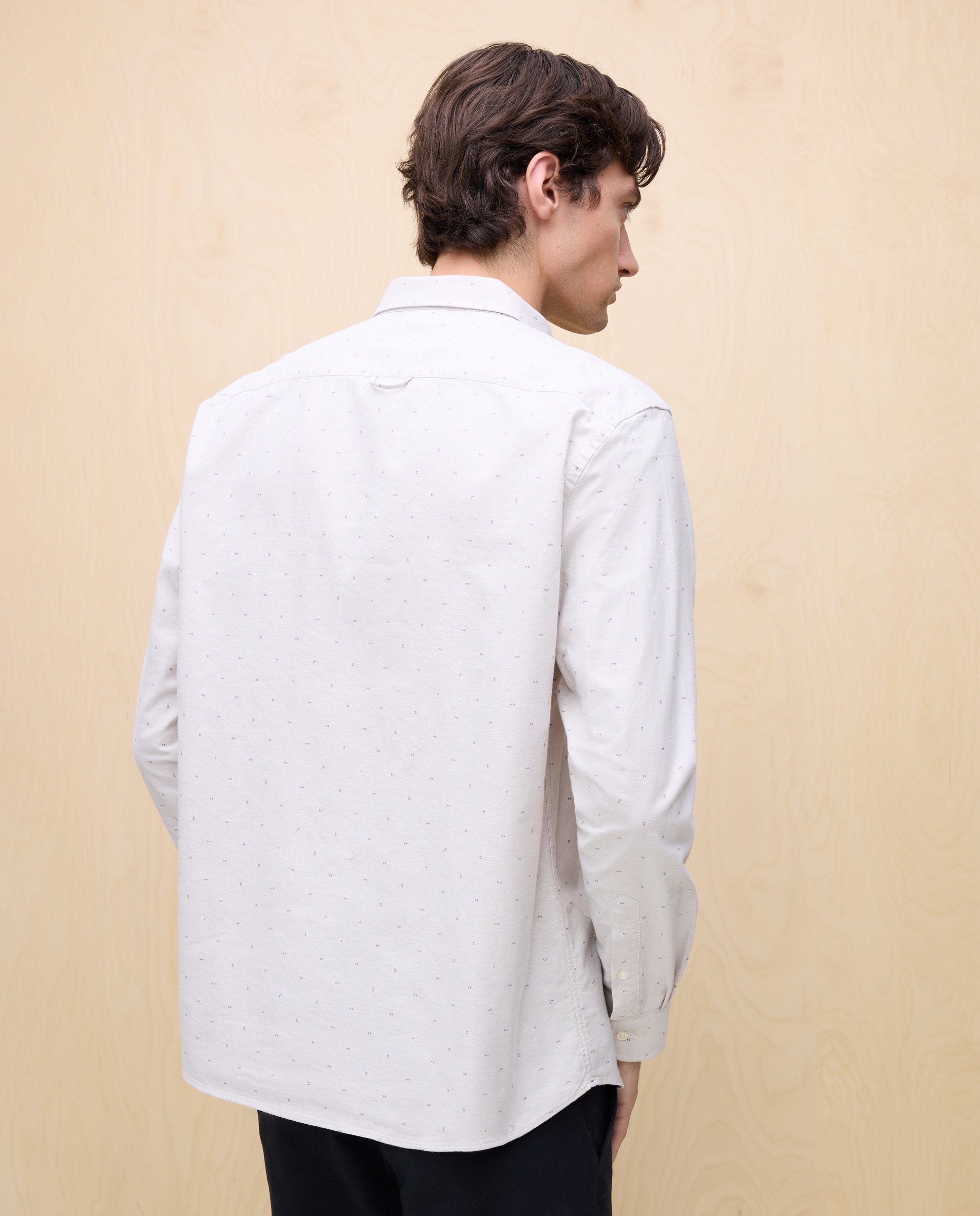 Camisa Oxford Estampada de Manga Comprida 730 Camel-3